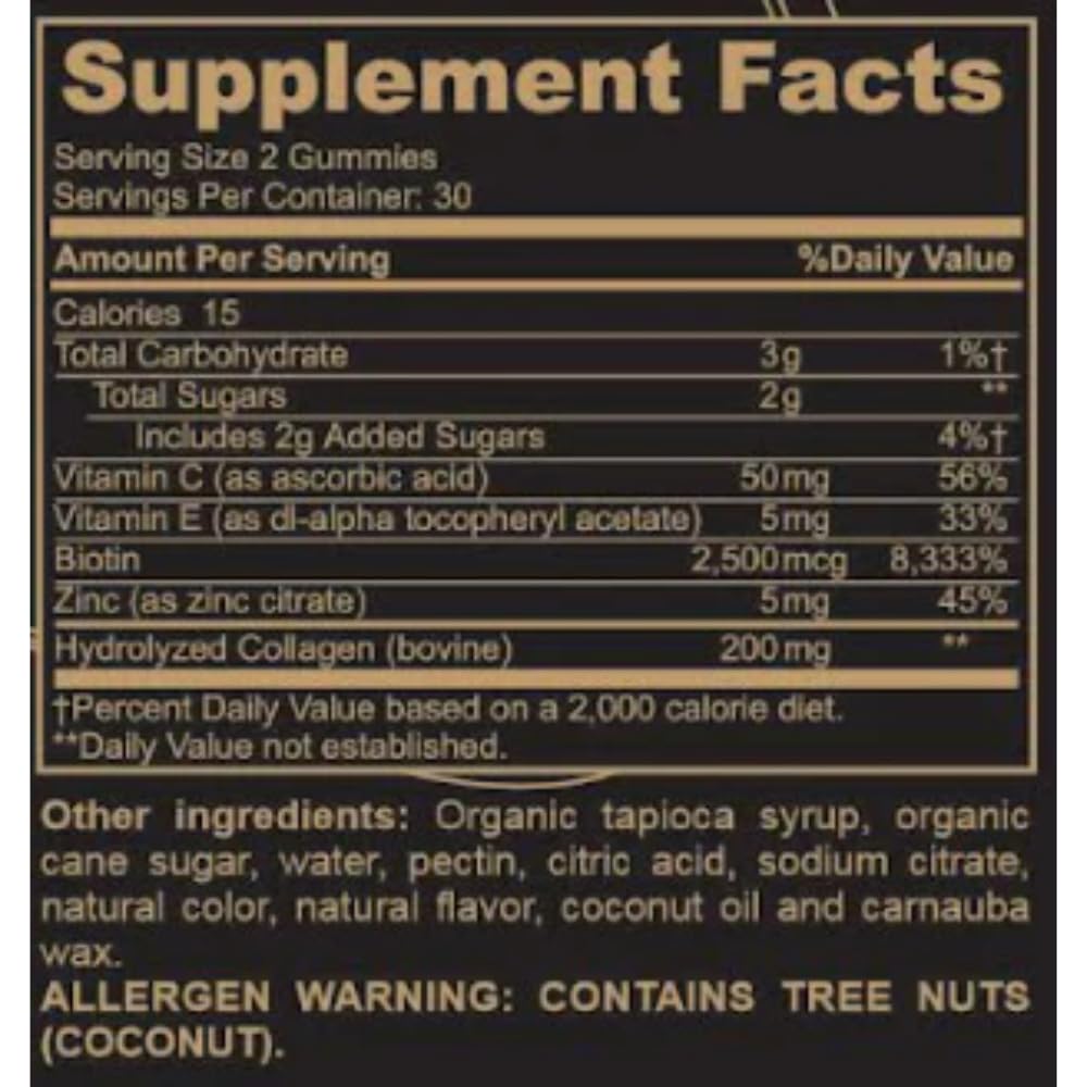 Black Girl Vitamins - Collagen Gummies for Hair, Skin, and Nail Support, with Vitamin C, Vitamin E, and Biotin, Gluten-Free, (Lemon), 60ct