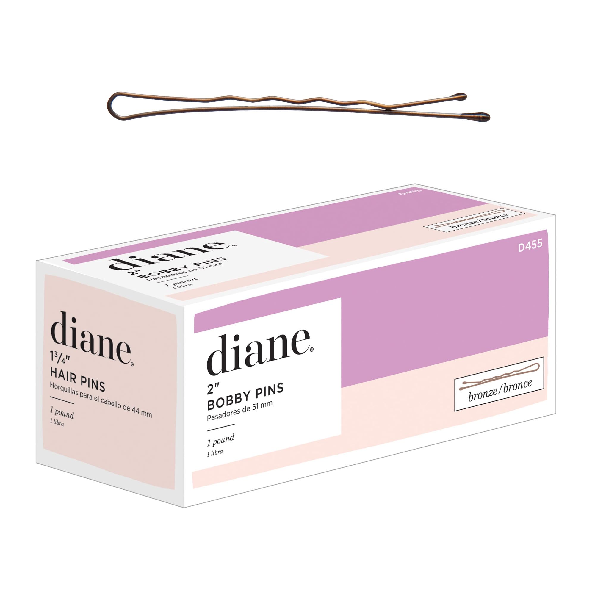 Diane Bobby Pins, 2 Bronze, Brown, One Pound Box (Approximately 742 Pins) : Bronze