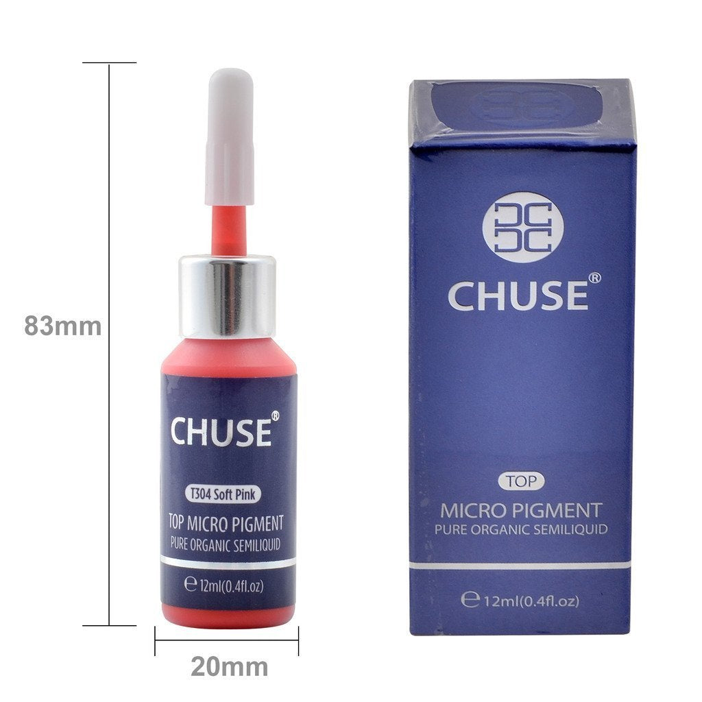CHUSE T304 Soft Pink Microblading Micro Pigment Permanent Makeup Tattoo Ink Cosmetic Color Passed SGS, DermaTest 12ml (0.4fl. oz)
