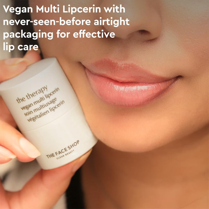The Face Shop The Therapy Vegan Lip Butter, Moisturizing Lip Balm, Shea Butter & Sunflower Oil & Peptide, Lip Sleeping Mask for Sensitive Skin & Dry Cracked Lips, For Kids & Adults, Korean Skin Care