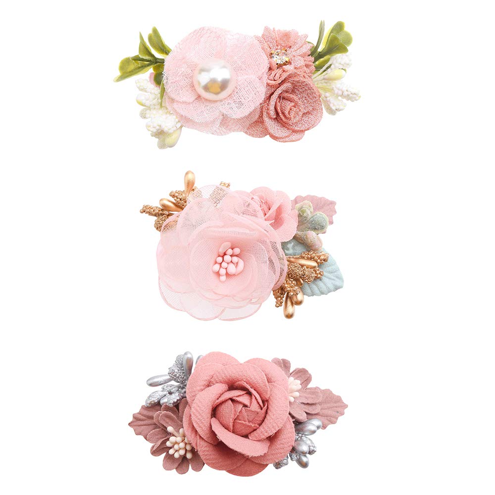 mligril Baby Girls Flower Hair Clips-3pcs Floral Hair Bows Alligator Barrettes for Infant Toddler 1 Count (Pack of 3)