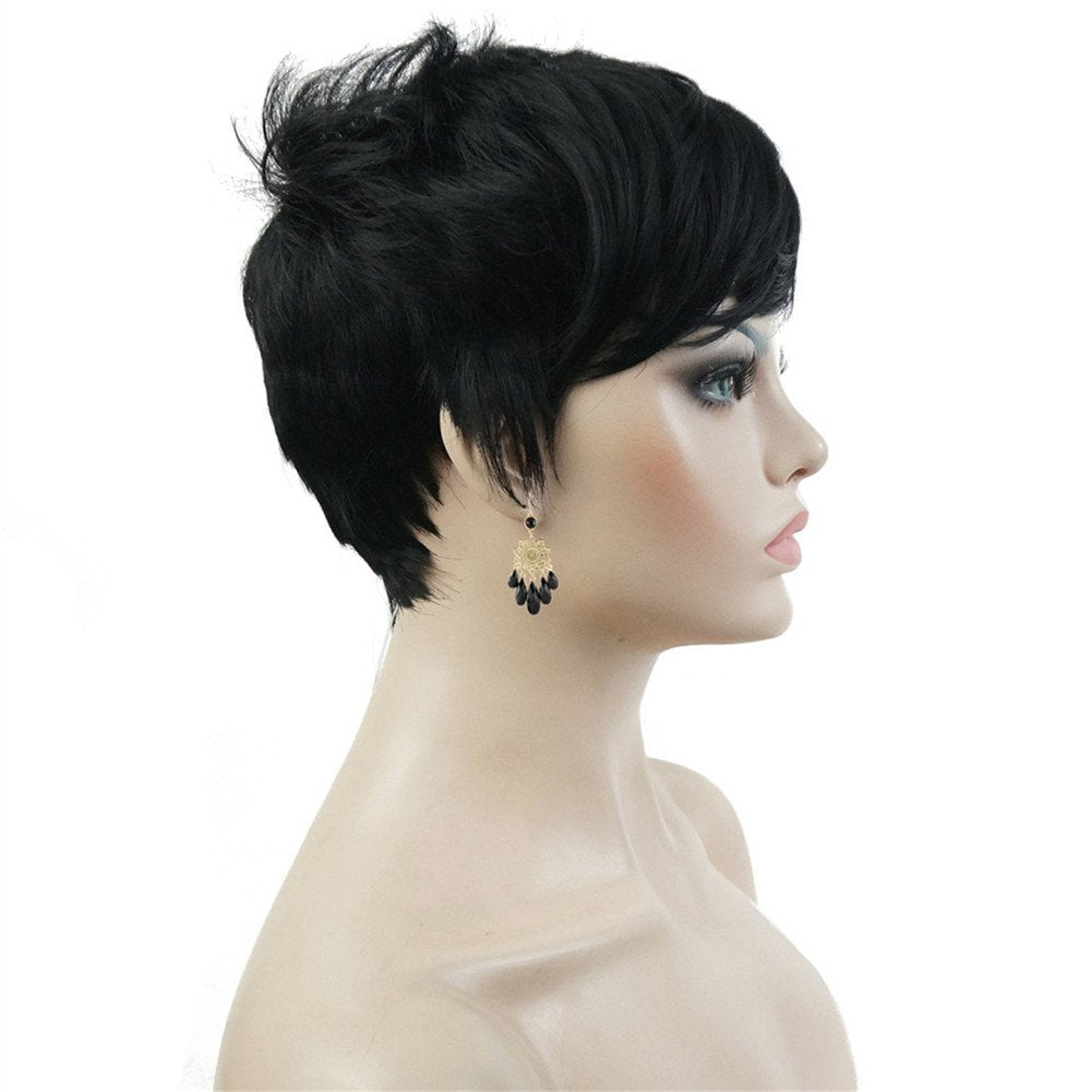 #2: Aimole Synthetic Short 6 Inches Drakest Brown Straight Wig Heat Resistant Full Capless Hair Party Wig(2-Darkest Brown)