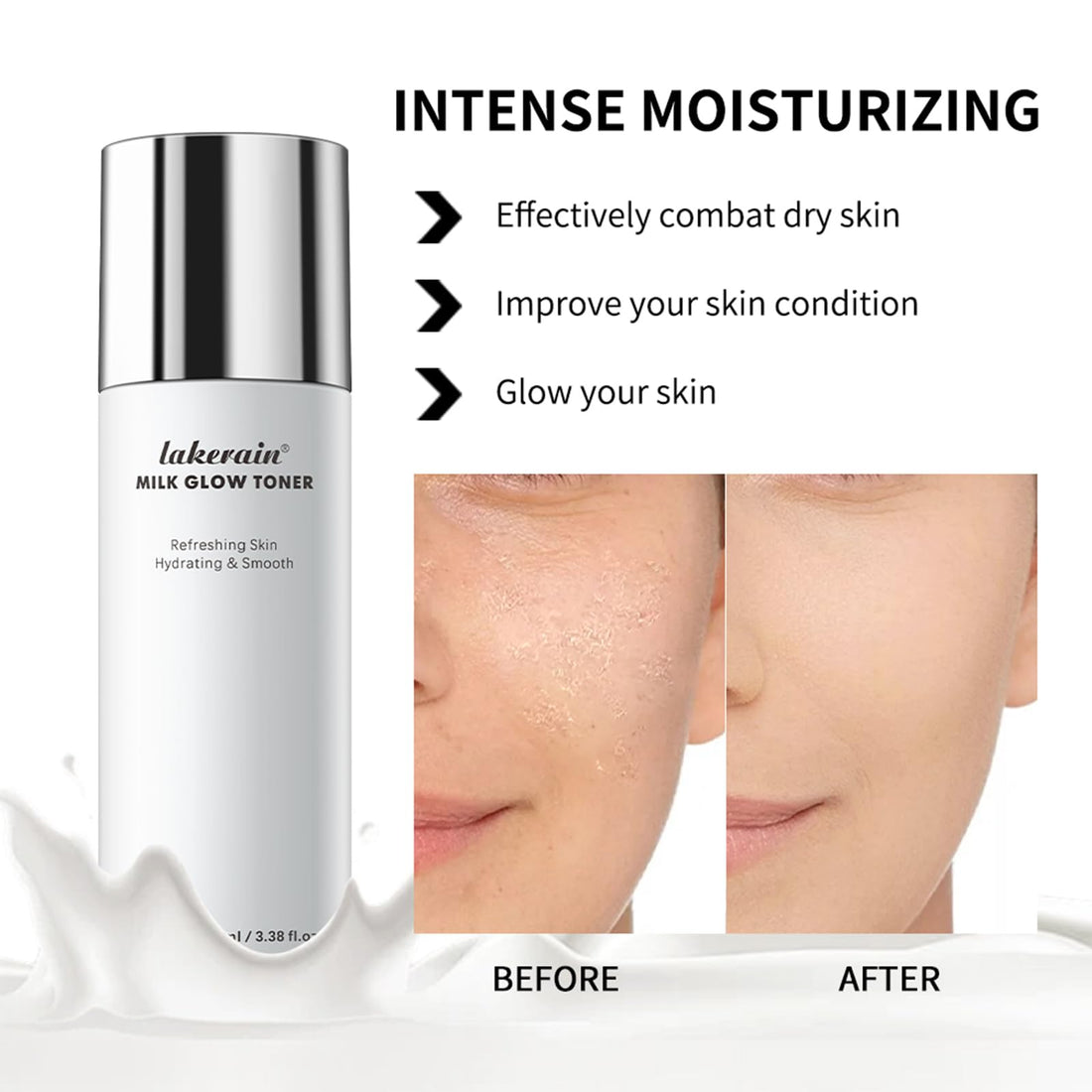 Milk Glow Toner for Face - Deep Hydrating Milky Facial Toner with Niacinamide, Refreshing Skin, Moisturizer & Smooth, Ordinary Toner Skin Care, Cruelty Free, Vegan (100ml)