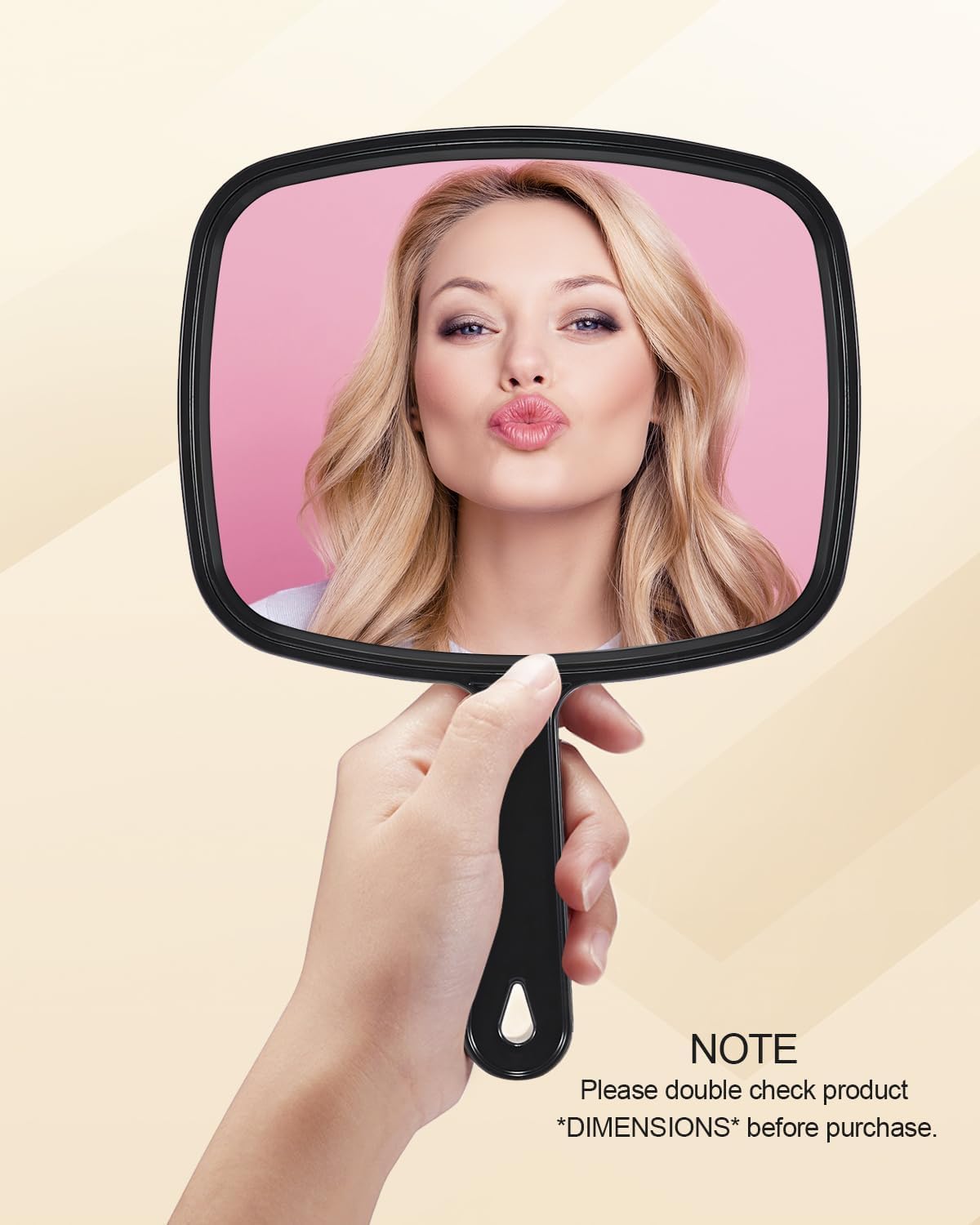 Gladmart Hand Mirror Salon Barber Hairdressing Handheld Mirror with Handle(Square Black 7.4 x 10.3 inches)