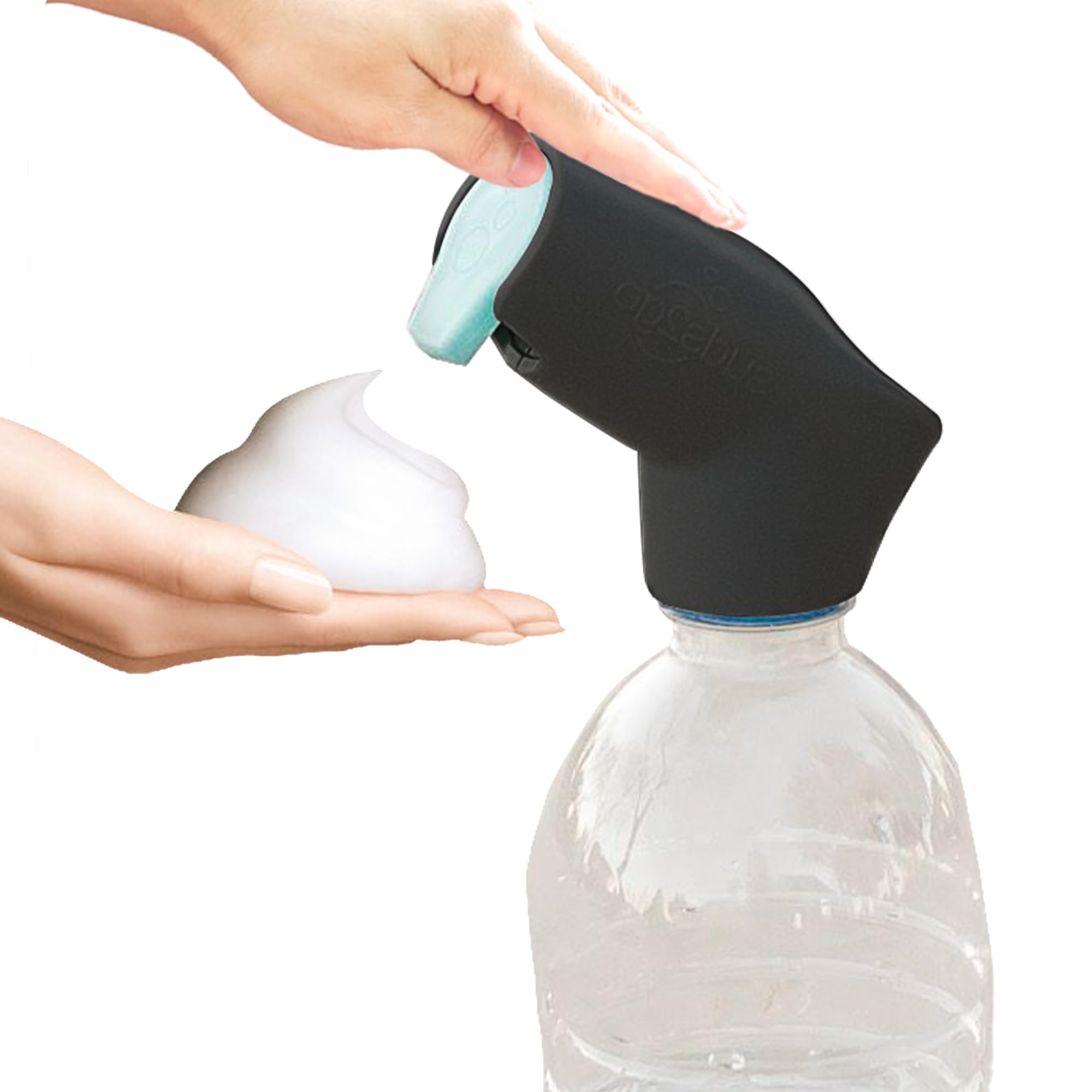 Suds2Go Refillable Caps, 2 Pack - Universal Fit Turns Most Disposable Water Bottles Into A Hand Washing Station - Includes Refillable Soap Reservoir - Conveniently Sized to Take on The Go - Black