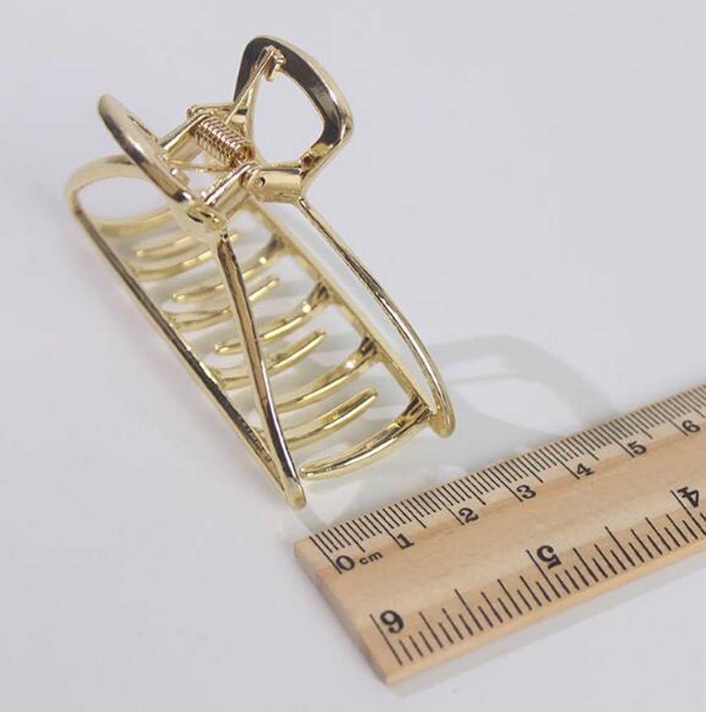 Suoirblss Vintage Metal Claw Hair Clip Women Fashion Retro Hair Catch Barrette Hair UpdoClaw Clip Jaw Clips for Thick Hair (Gold)