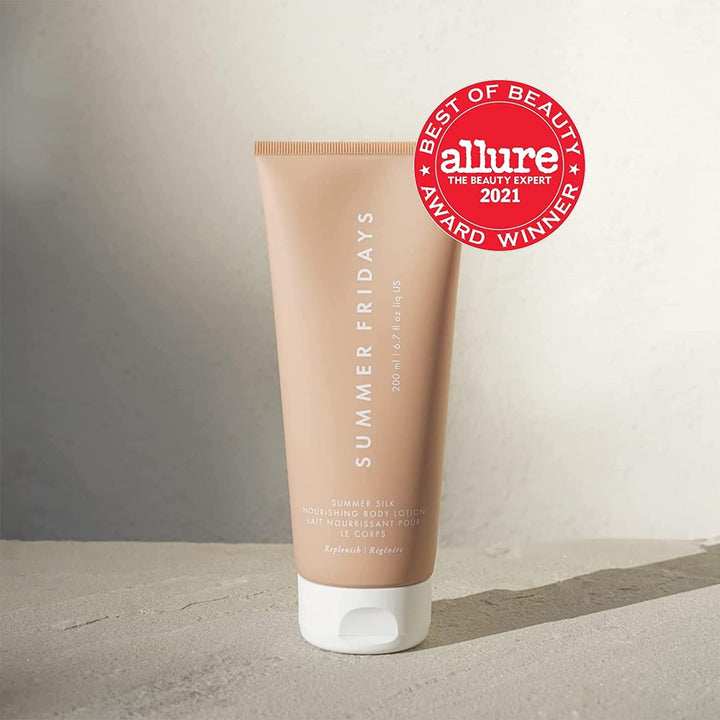 Summer Fridays Summer Silk Nourishing Body Lotion - Hydrating Body Lotion with Hyaluronic Acid, Shea Butter, Grapeseed Oil, and Cocoa Butter - Non-Greasy Moisturizer for Dry Skin (6.7 Fl Oz)