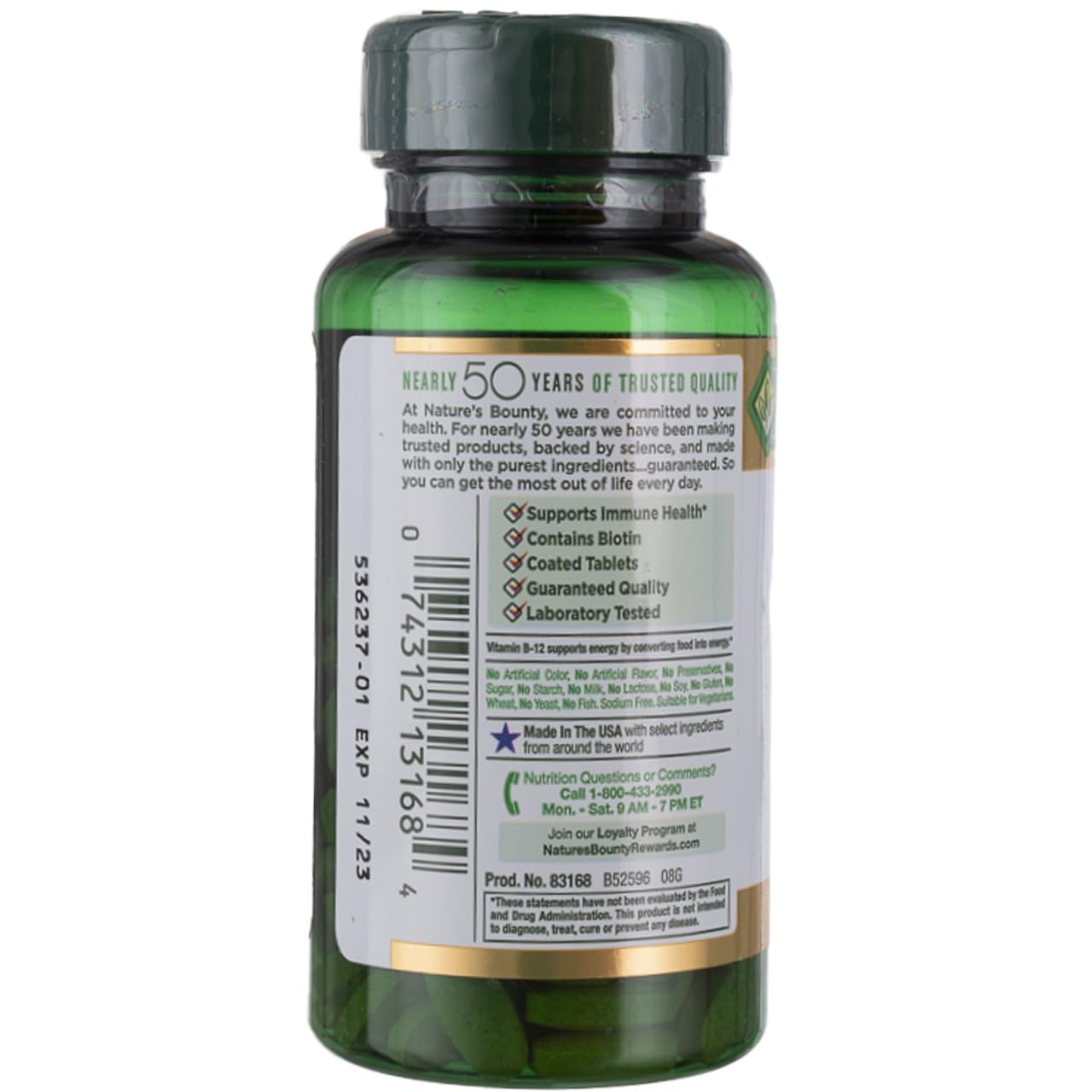 Nature's Bounty Super B Complex with Vitamin C & Folic Acid, Immune & Energy Support, 150 Tablets - Pack of 2