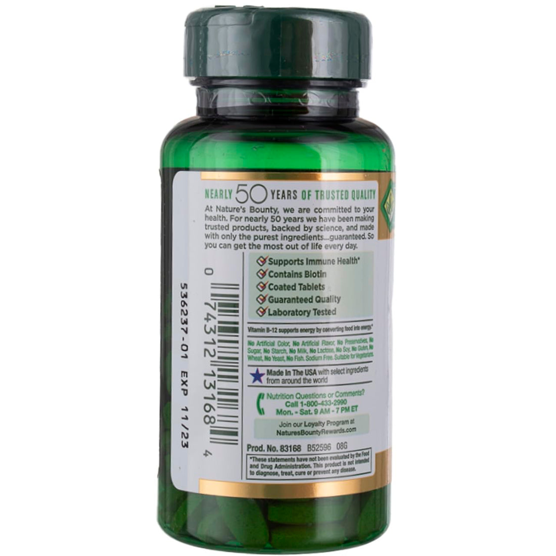 Nature's Bounty Super B Complex with Vitamin C & Folic Acid, Immune & Energy Support, 150 Tablets - Pack of 2
