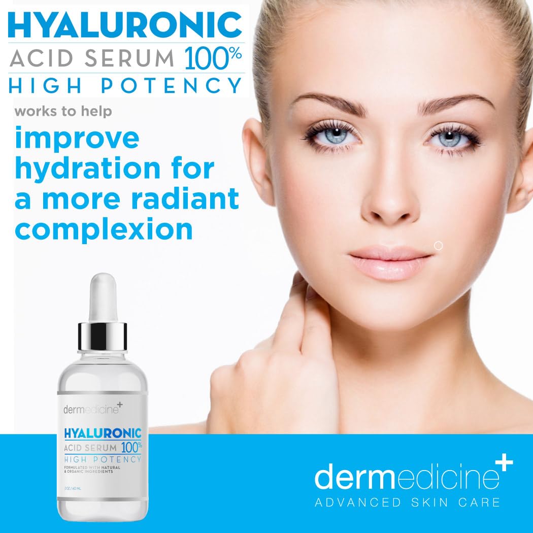 100% Pure Hyaluronic Acid Serum Anti Aging Serum Moisture and Hydration for Your Face 2oz