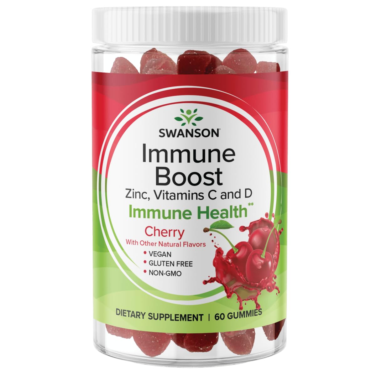Swanson Immune Boost Gummies with Acerola, Zinc, Vitamin C and D - 60 Cherry Gummies - Supplement for a Healthy Immune System