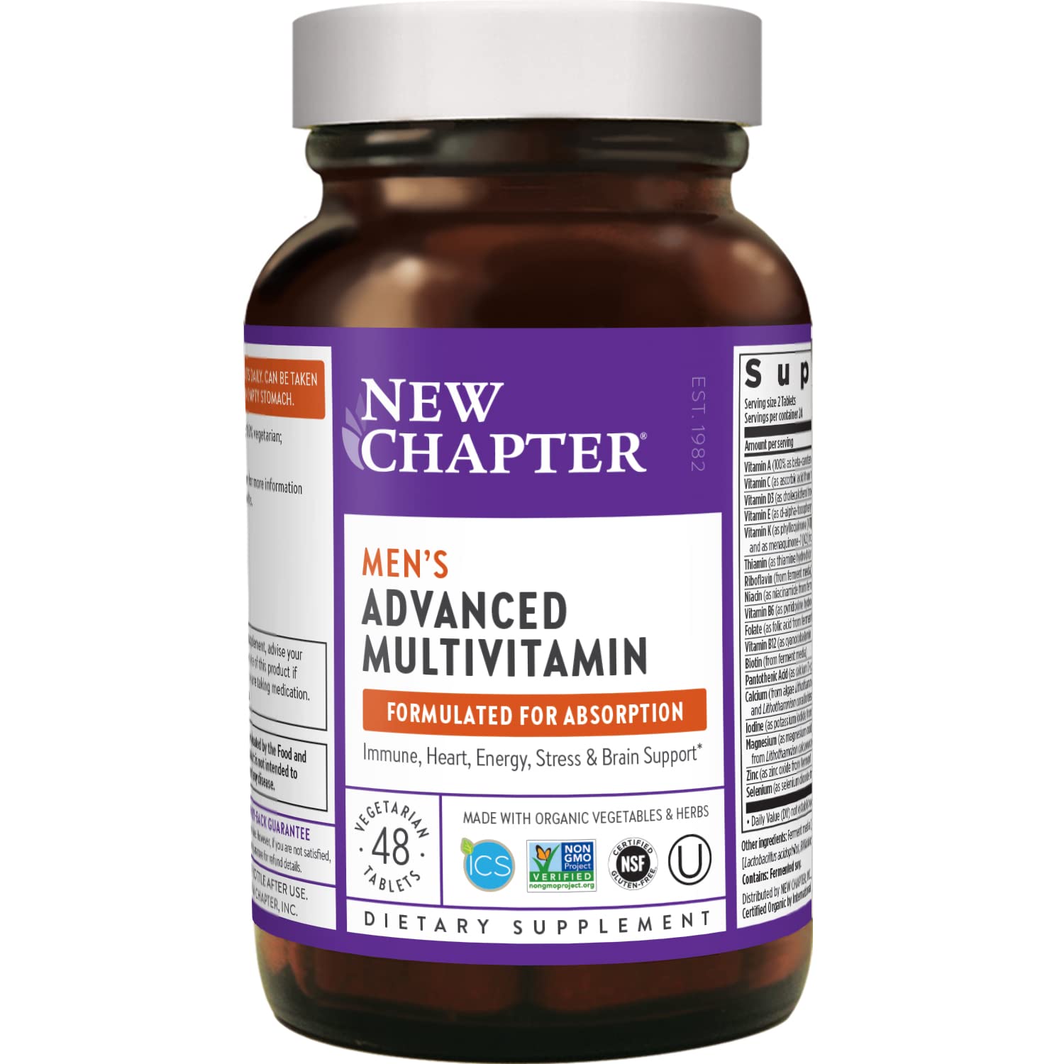 New Chapter Men's Multivitamin + Immune Support, Men’s Advanced Multi (Formerly Every Man), Fermented with Whole-Foods & Probiotics + Selenium + B Vitamins + Vitamin D3-48 ct (Packaging May Vary)