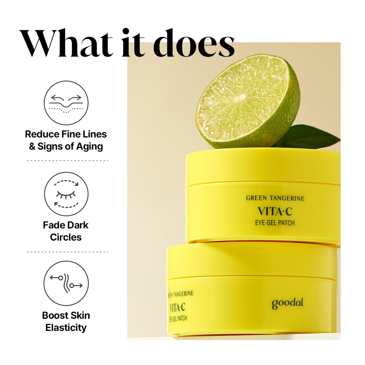 GOODAL Green Tangerine Vitamin C Moisturizing Eye Patch | 5-minute, Hydrating Gel Patch (60 sheets) (2024 Advanced Version)