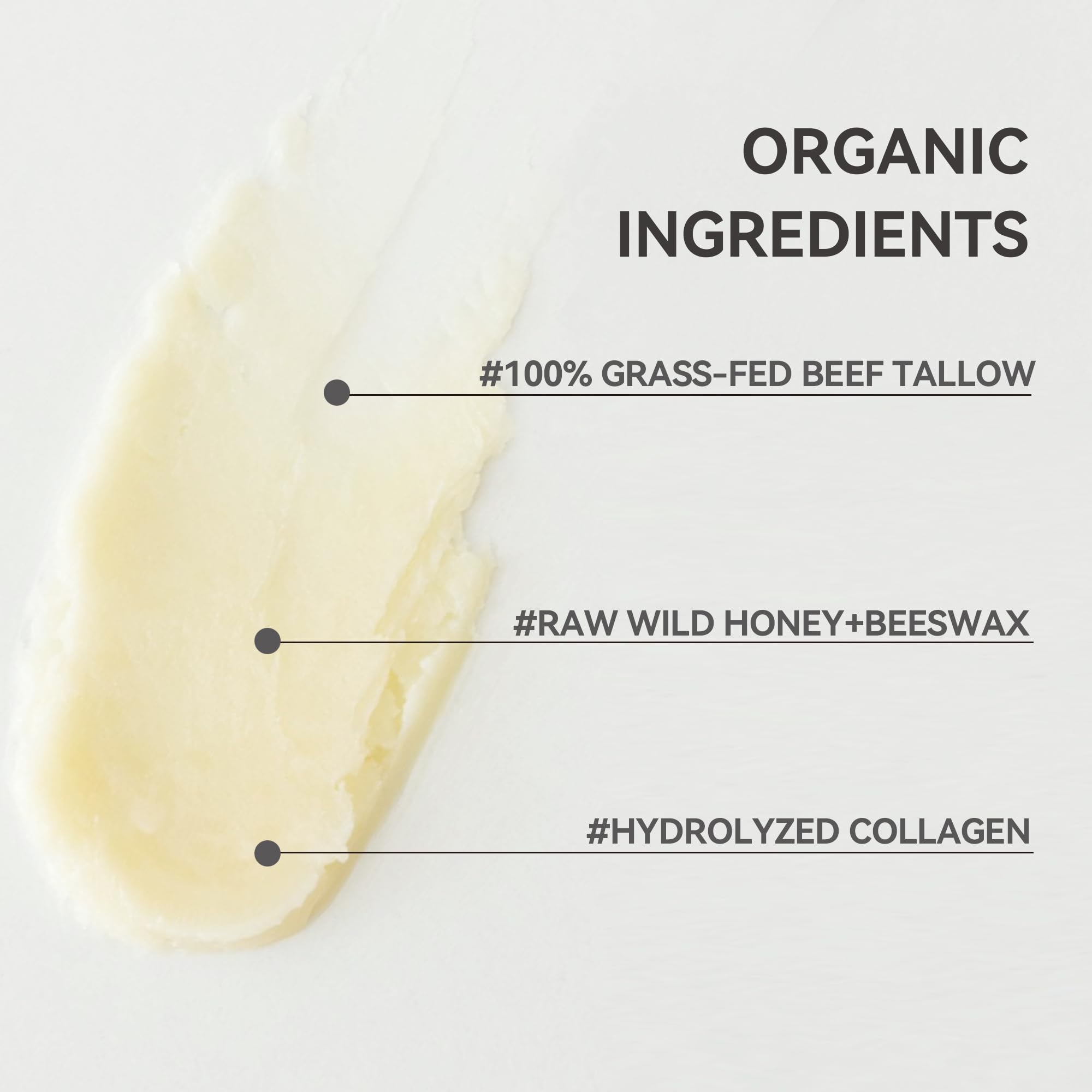 NOAVIA Beef Tallow and Honey Balm, Beef Tallow Moisturizer for Skin, Tallow Face Cream Moisturizes Face and Body,Grass Fed Tallow Honey Balm Soothes and Calms Sensitive Skin, 4.23oz
