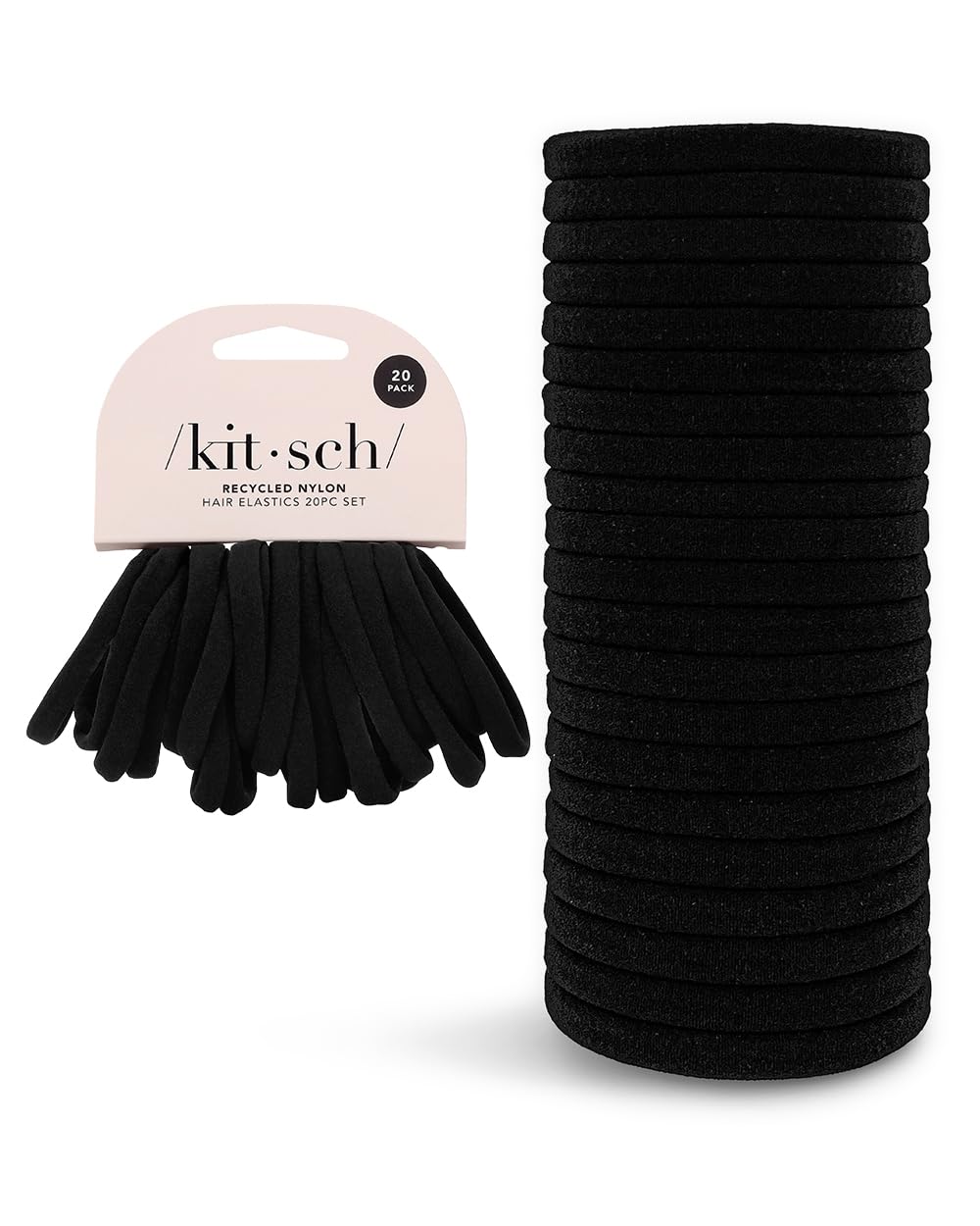 KITSCH Black Nylon Elastics 20 Pc Set, 20 CT
