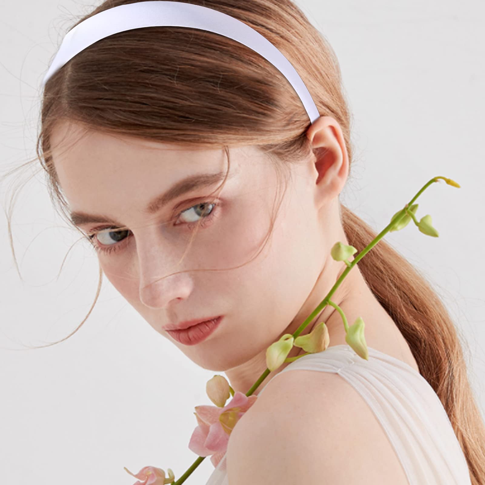 Candygirl 0.8 Inch Wide Satin Covered Headbands DIY Ribbon Headbands for Girls Women Craft