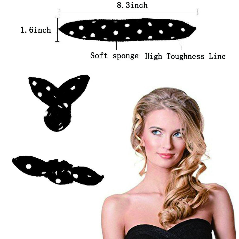 CC&SS Black: Foam Hair Curlers, Pillow Cloth Hair Rollers, No Heat Sleeping Soft Sponge Rollers For Long, Short, Thick & Thin Hair Spiral Curls Hair Free Headband (Black)