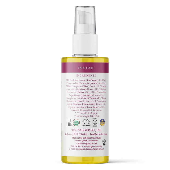 Badger Damascus Rose Cleansing Oil 2oz- Certified Organic