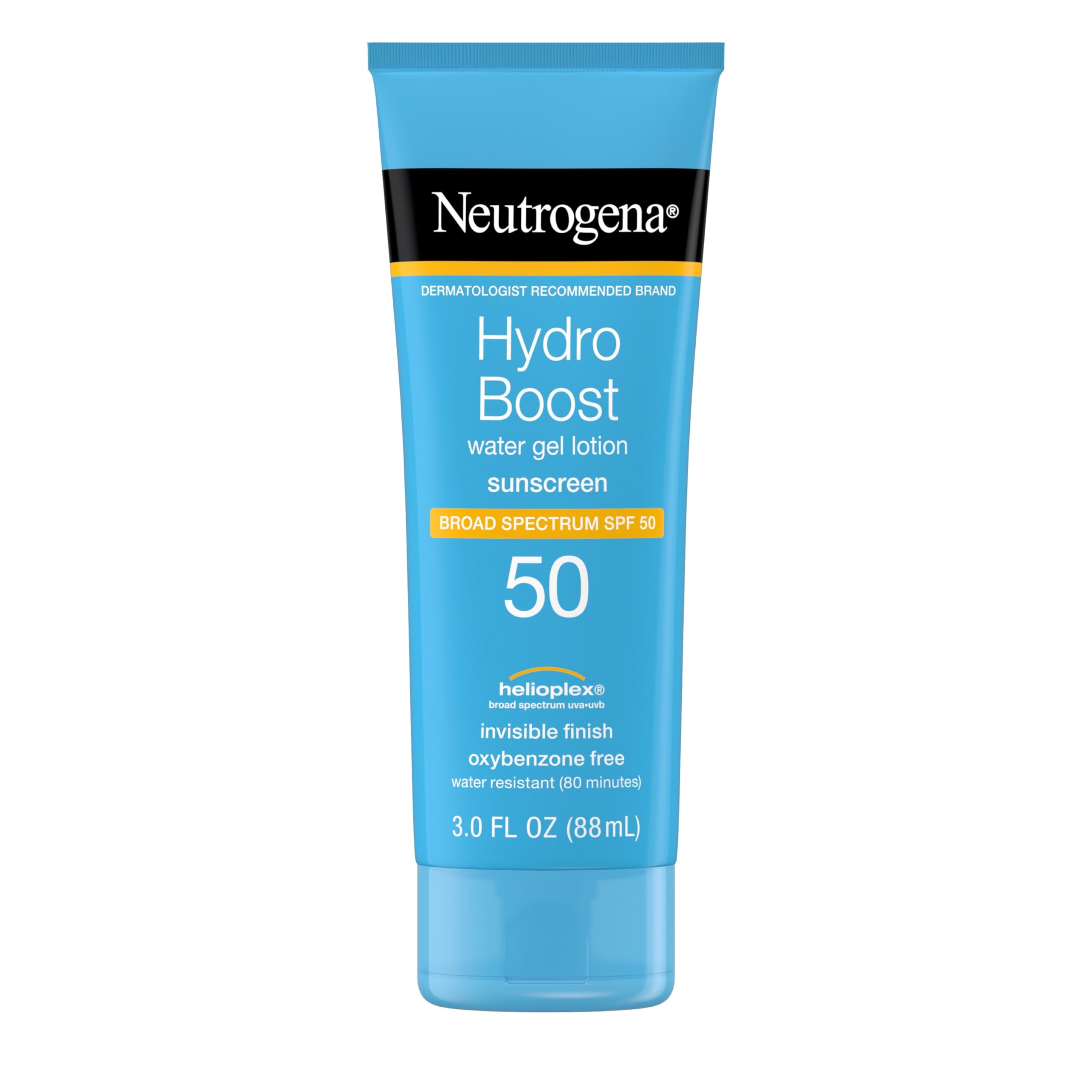 Neutrogena Hydro Boost Moisturizing Water Gel Sunscreen Lotion with Broad Spectrum SPF 50, Water-Resistant & Non-Greasy Hydrating Sunscreen Lotion, Oil-Free, 3 fl. oz