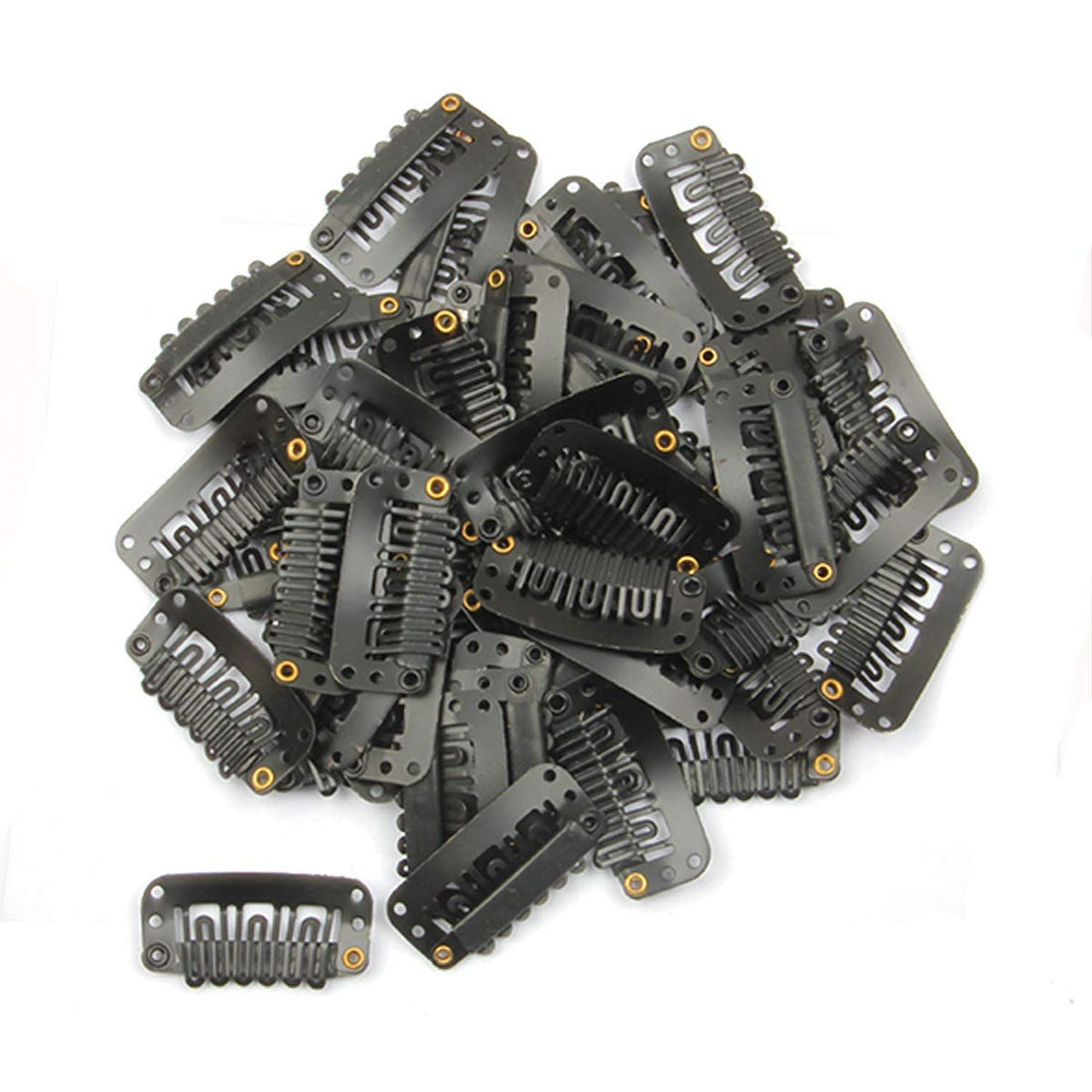 YUXIANG 20pcs U Shape Snap Clips for Hair Extensions Hair Weave Weft Metallic Wig Clips With Silicon Rubber DIY Clip ins 3.2cm Width 1.2g/pc Black Color (Black -20pcs)