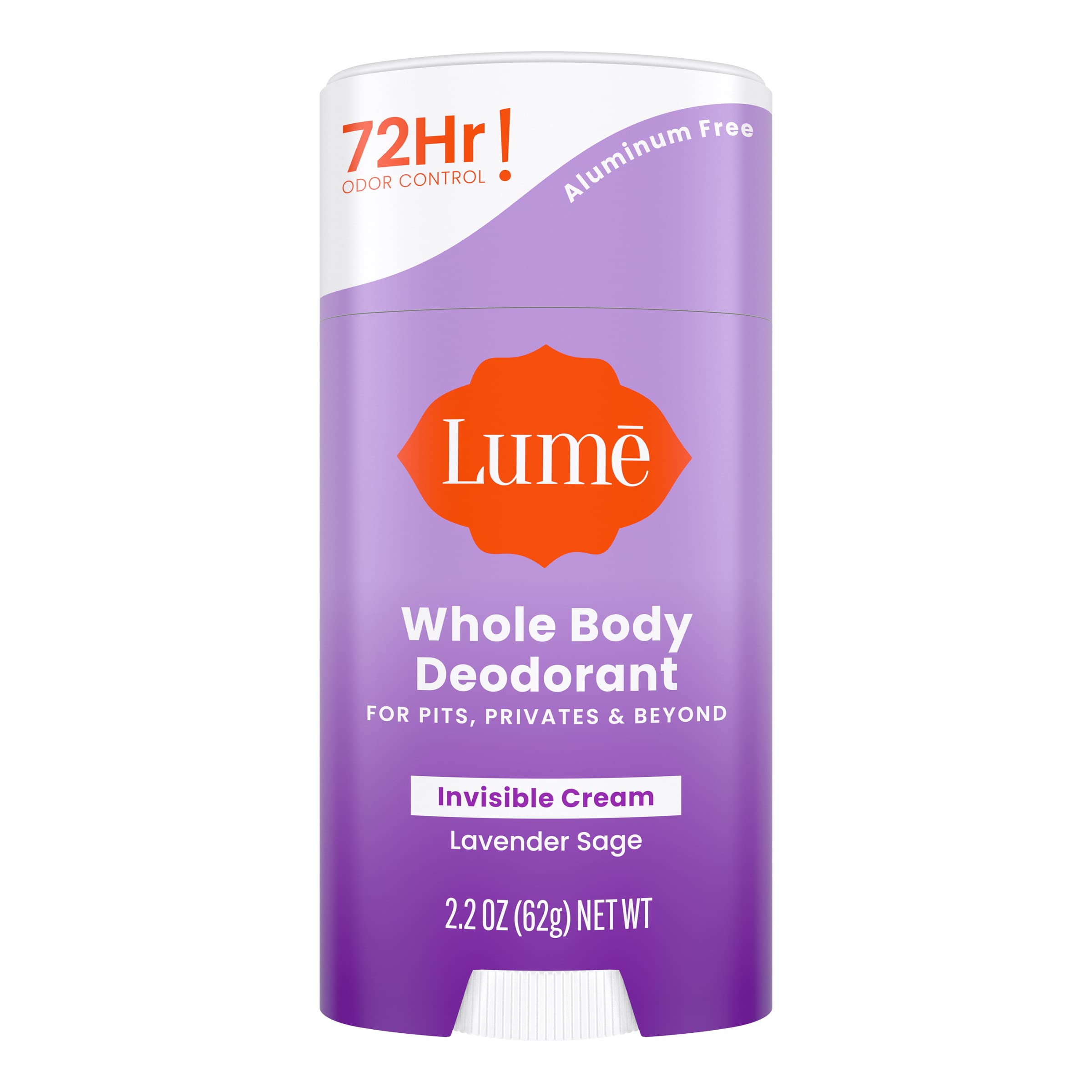 Lume Natural Deodorant - Underarms and Private Parts - Aluminum-Free, Baking Soda-Free, Hypoallergenic, and Safe For Sensitive Skin - 2.2 Ounce Stick (Lavender Sage)