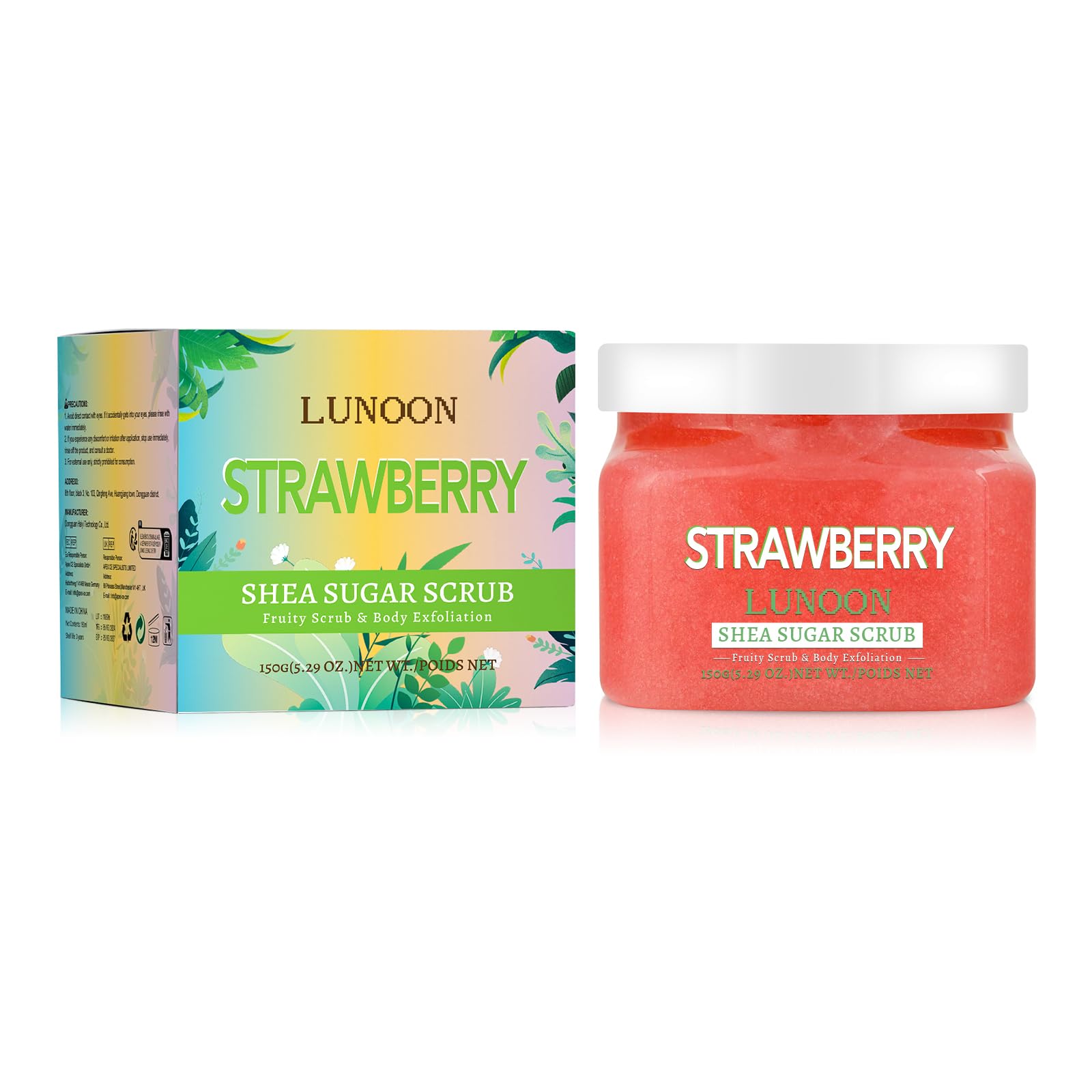 Strawberry Shea Sugar Scrub, 5.29 oz, Ultra Hydrating and Exfoliating Scrub for Nourishing Essential Body Care (1PC, Strawberry)