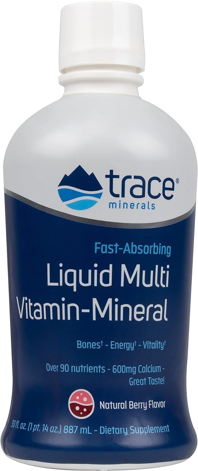 Trace Minerals Liquid Multi Vitamin-Mineral - Aid Body Mineral Health - Vitamin & Mineral Liquid Supplement - Supports Healthy Bones & Muscles - Natural Berry, 30 fl oz (30 Servings)