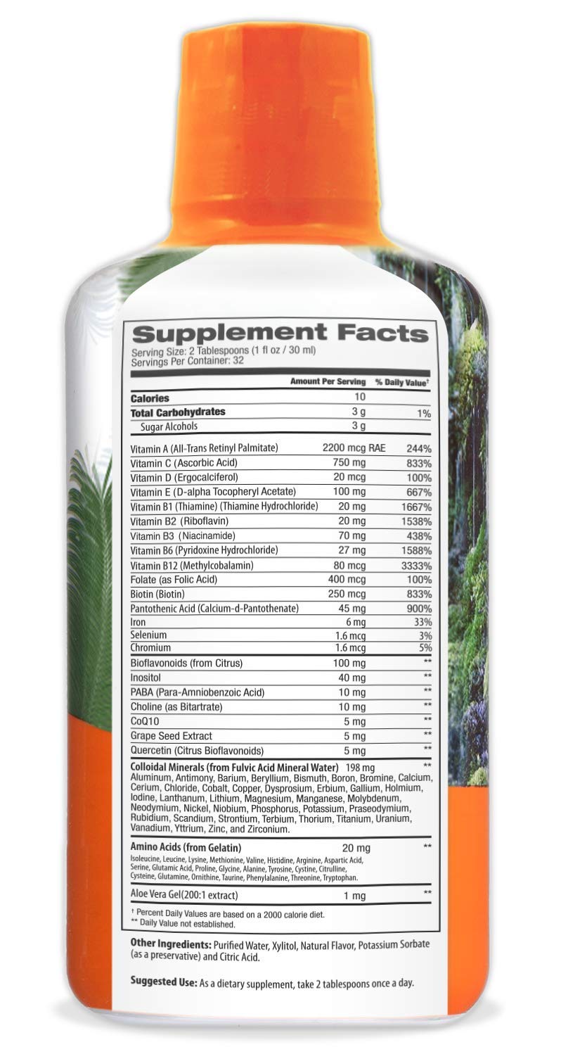 Tropical Oasis Mega Plus - Liquid Multivitamin and Mineral Supplement – Includes 85 Vitamins & Minerals, 20 Amino Acids + CoQ10, Grape Seed Extract & Organic Aloe Vera - 32oz, 32 Servings, 33460