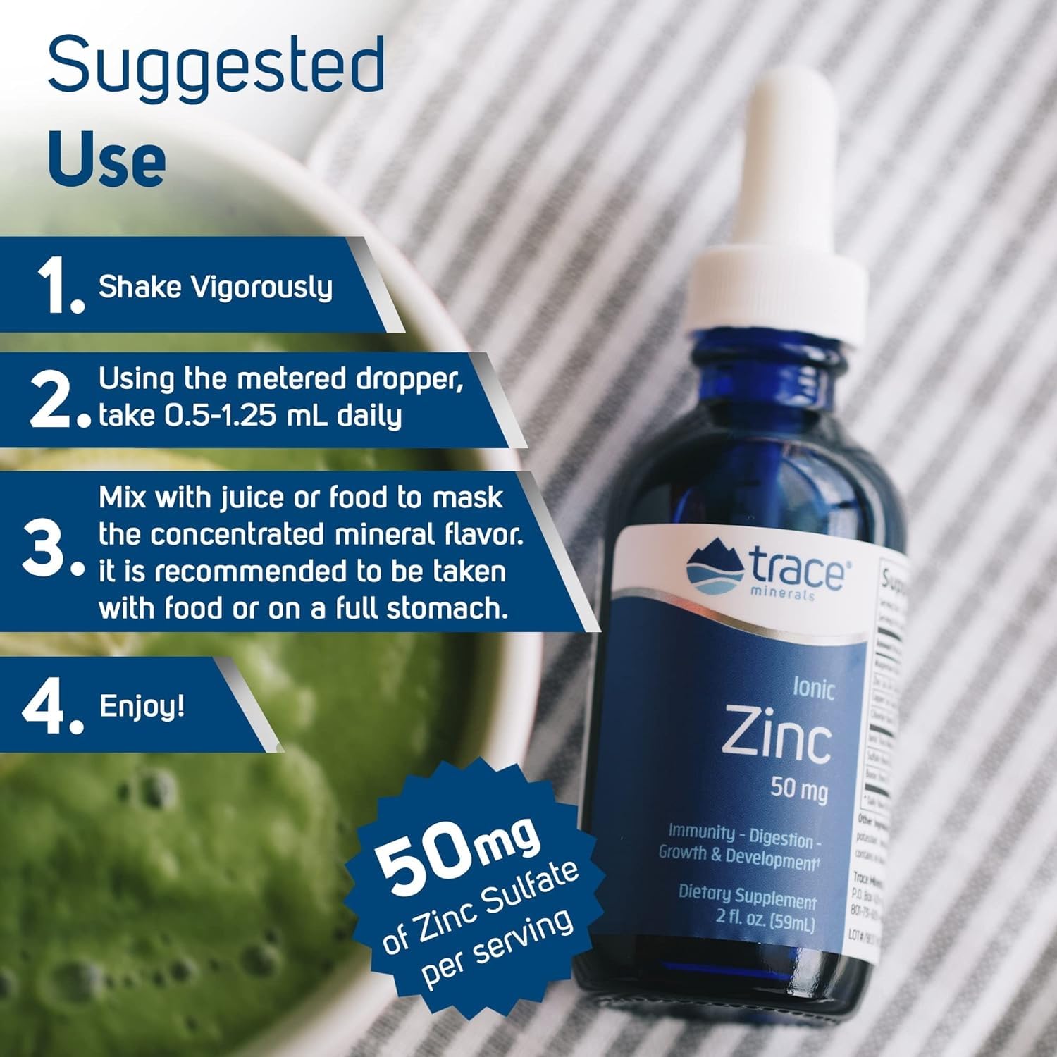 Trace Minerals Ionic Zinc - Immune System Support Supplement - Essential Mineral Supplement with Magnesium, Copper & Chloride - Healthy Skin & Growth Support - 2 fl oz (About 144 Servings)