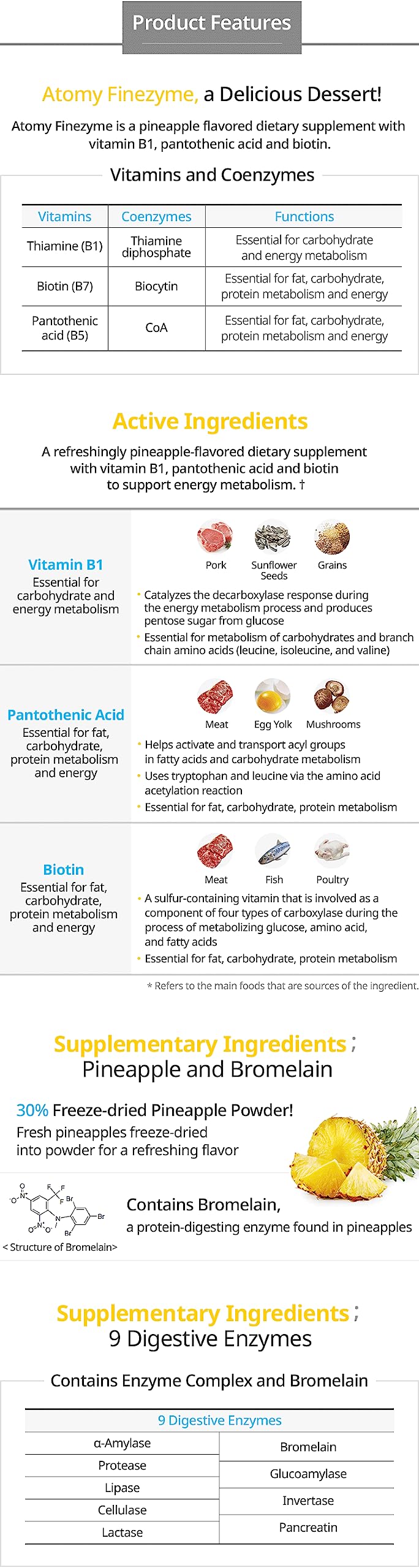 Atomy Finezyme Pineapple Fermentation Digestive Enzymes - 30 Packets