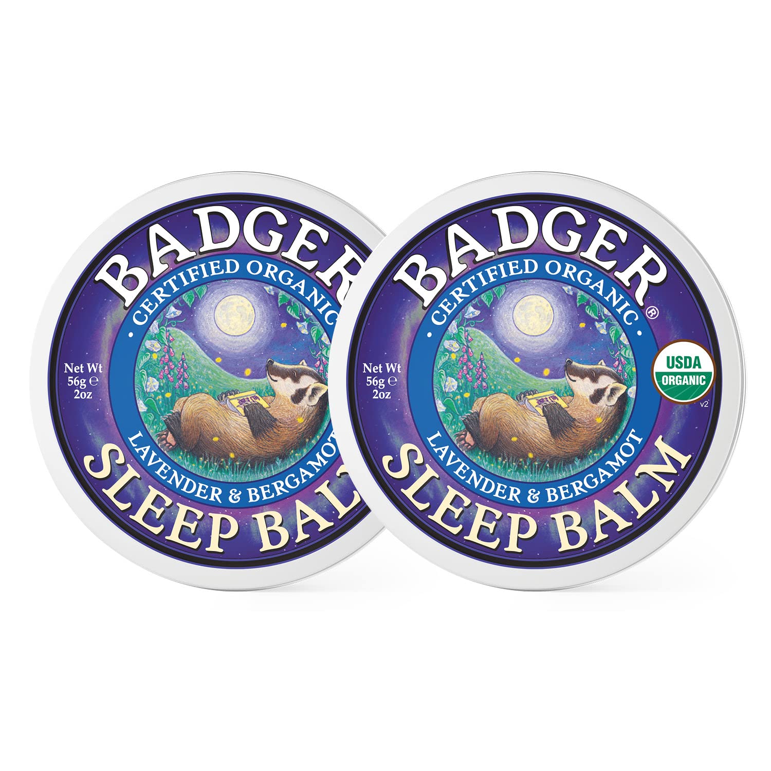 Badger - Sleep Balm, Lavender & Bergamot, Natural Sleep Balm, Scented Relaxing Balm for Children and Adults, Calming Night Balm, Organic Sleep Balm, 2 oz (2 Pack)
