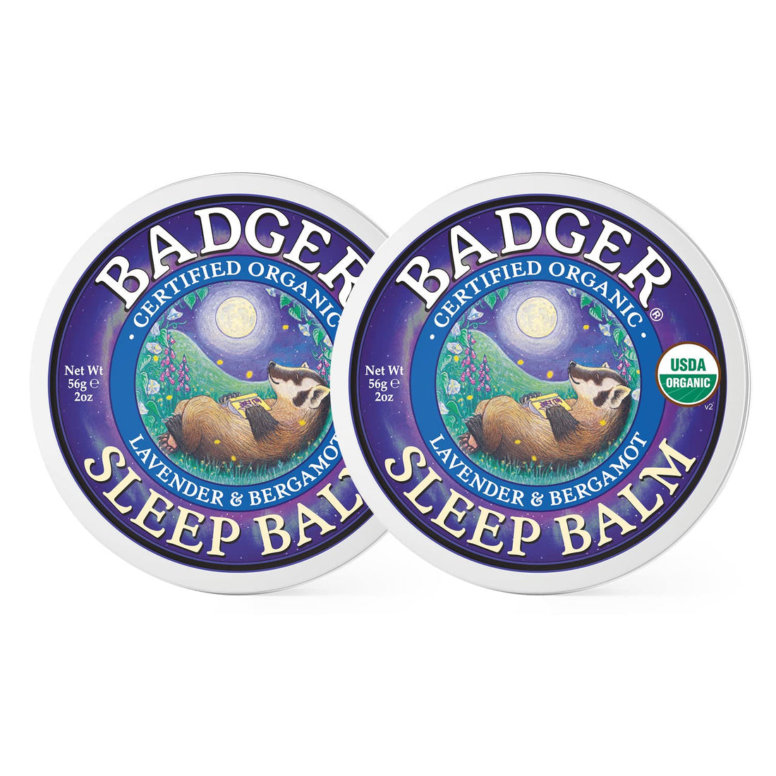 Badger - Sleep Balm, Lavender & Bergamot, Natural Sleep Balm, Scented Relaxing Balm for Children and Adults, Calming Night Balm, Organic Sleep Balm, 2 oz (2 Pack)