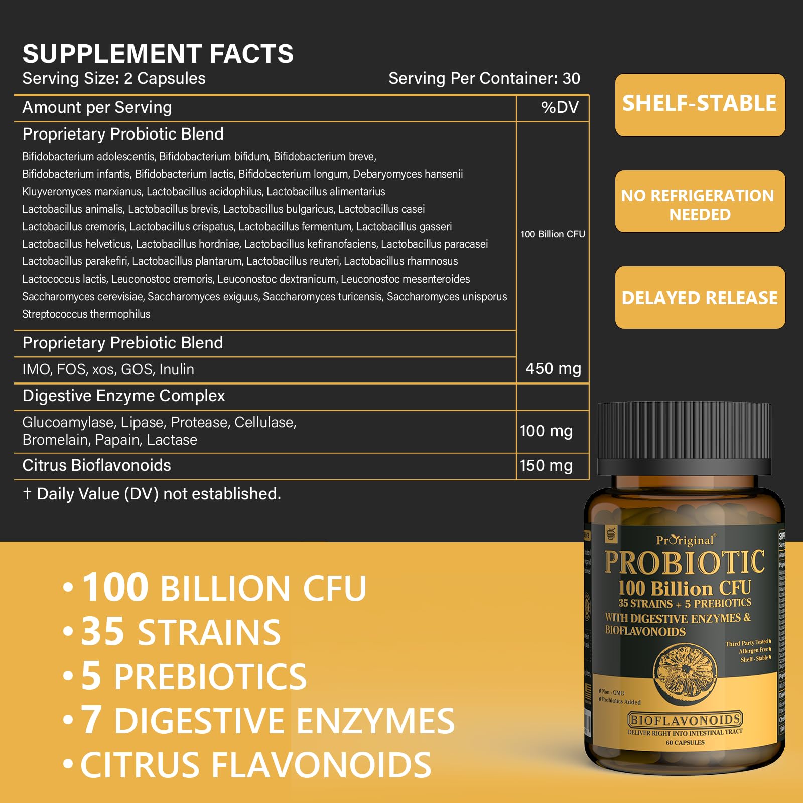 Probiotics with Prebiotics for Men and Women - 35 Strains Organic Probiotic 100 Billion CFU for Gut & Digestive Health, Vegan Acidophilus Probiotic Supplement, Non-GMO Raw Probiotic 60 Capsules