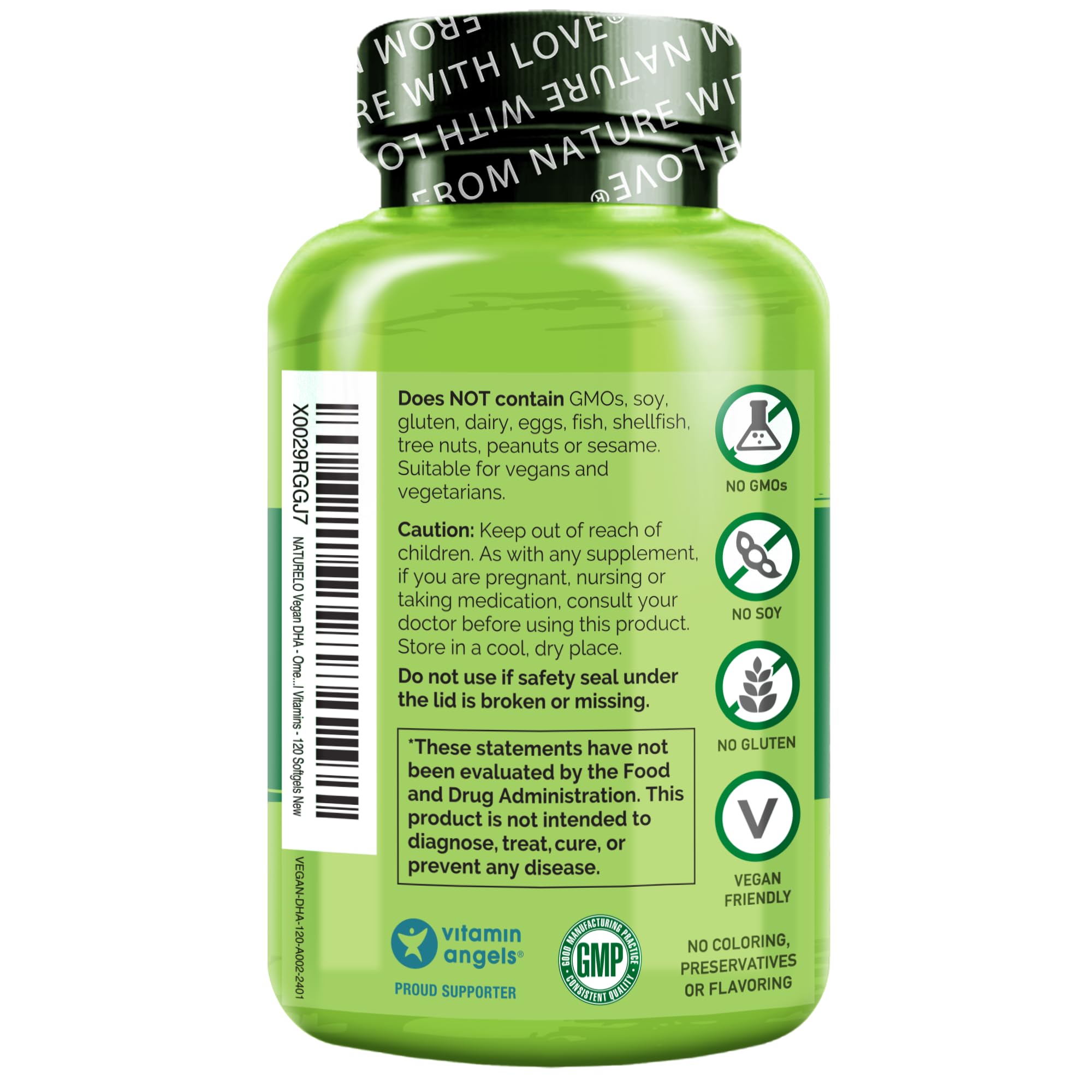 NATURELO Vegan DHA - Omega 3 Oil from Algae - Supplement for Brain, Heart, Joint, Eye Health - Provides Essential Fatty Acids for Women Men and Kids - Complements Prenatal Vitamins - 120 Softgels