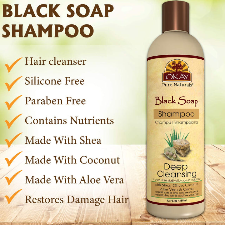 Okay OKAY African Black Soap Shampoo, 12 Fluid Ounce