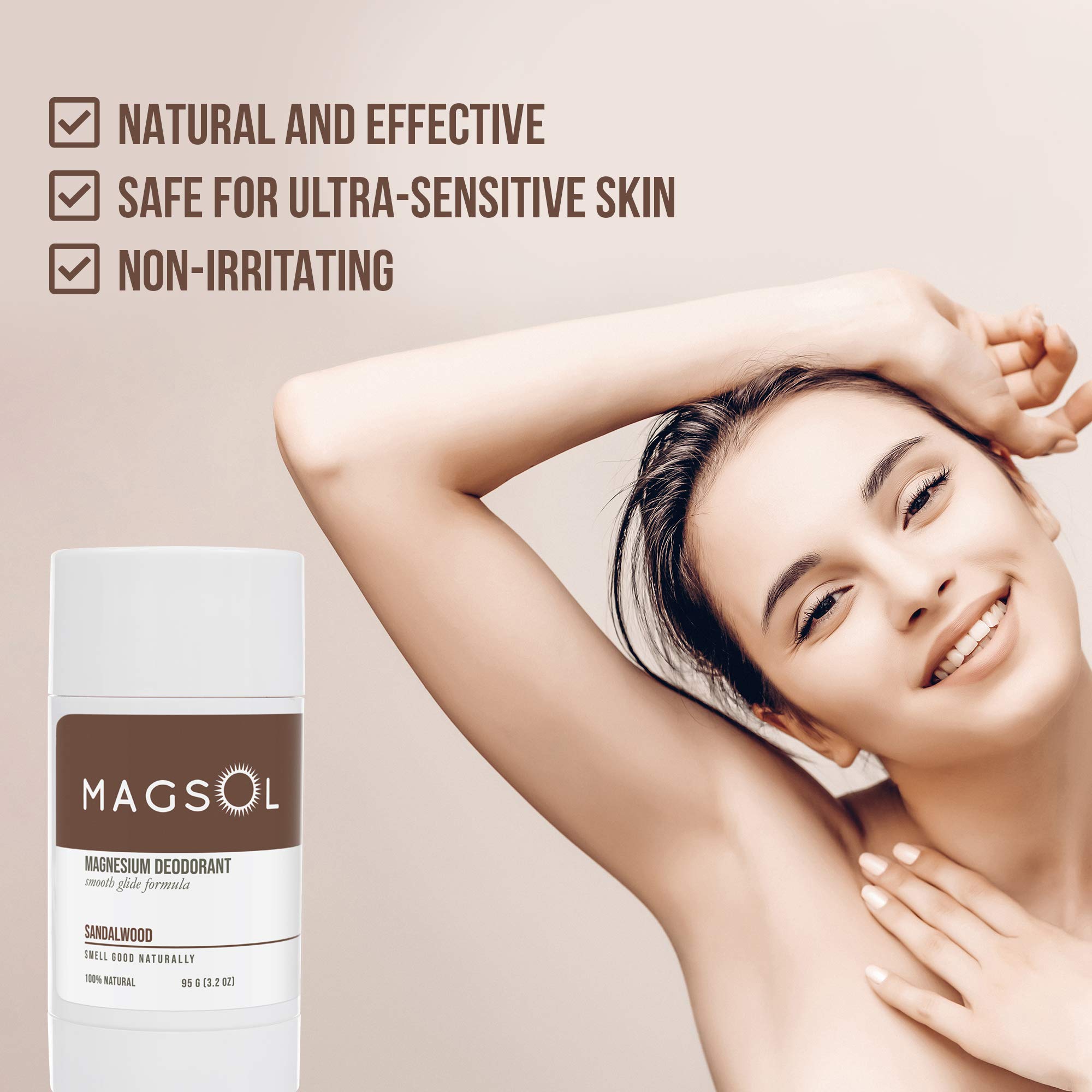 MAGSOL Natural Deodorant for Men & Women | Aluminum Free Deodorant | Gentle on Skin with Sweet Almond Oil & Beeswax | Baking Soda Free | Paraben & Pthalate Free (Sandalwood)