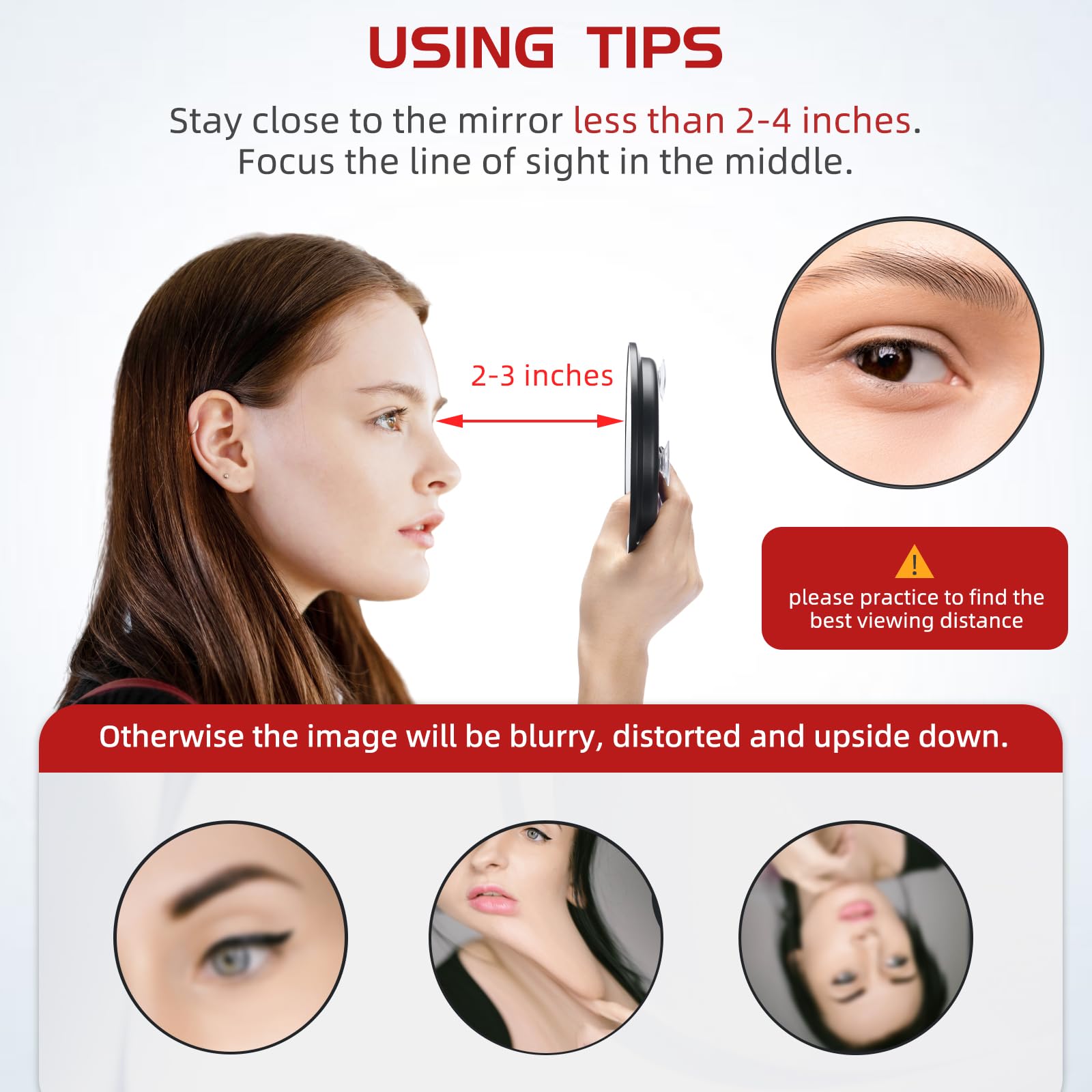 Round 30X Magnifying Mirror, 6inch Magnified Mirror with 3 Suction Cups, Compact Magnifying Mirror and Tweezers, 30X Travel Magnification Mirror for Makeup,Shaving,Blackhead Blemish Removal(Black-30X)