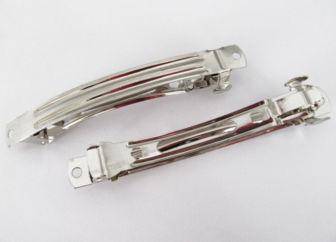 YYCRAFT 50 Pack French Barrette 3-3/16-Inch Hair Clips Fun Craft Beading Project, 80mm, Silver Tone