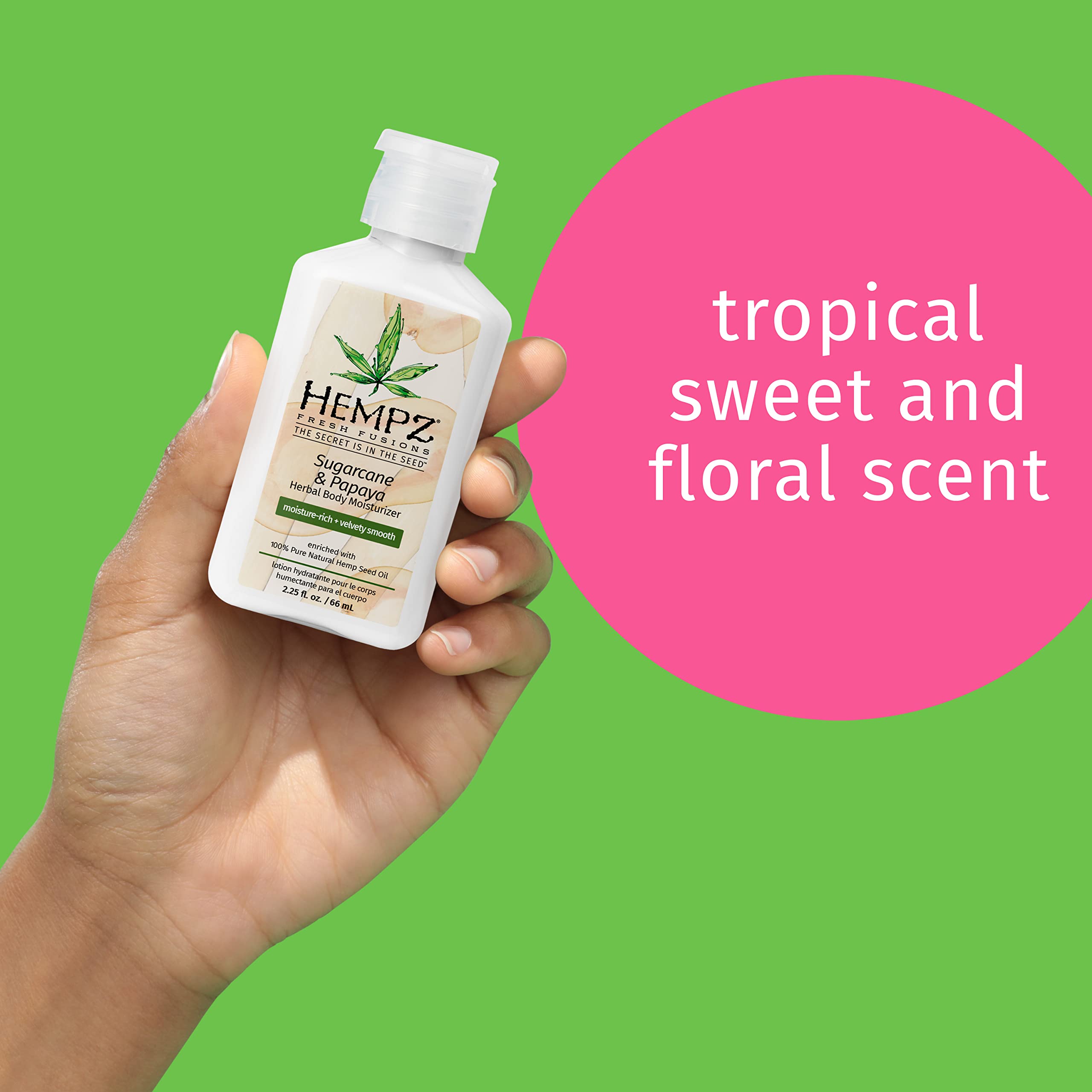 Hempz Herbal Body Moisturizer, Sugarcane & Papaya, 2.25 Ounce