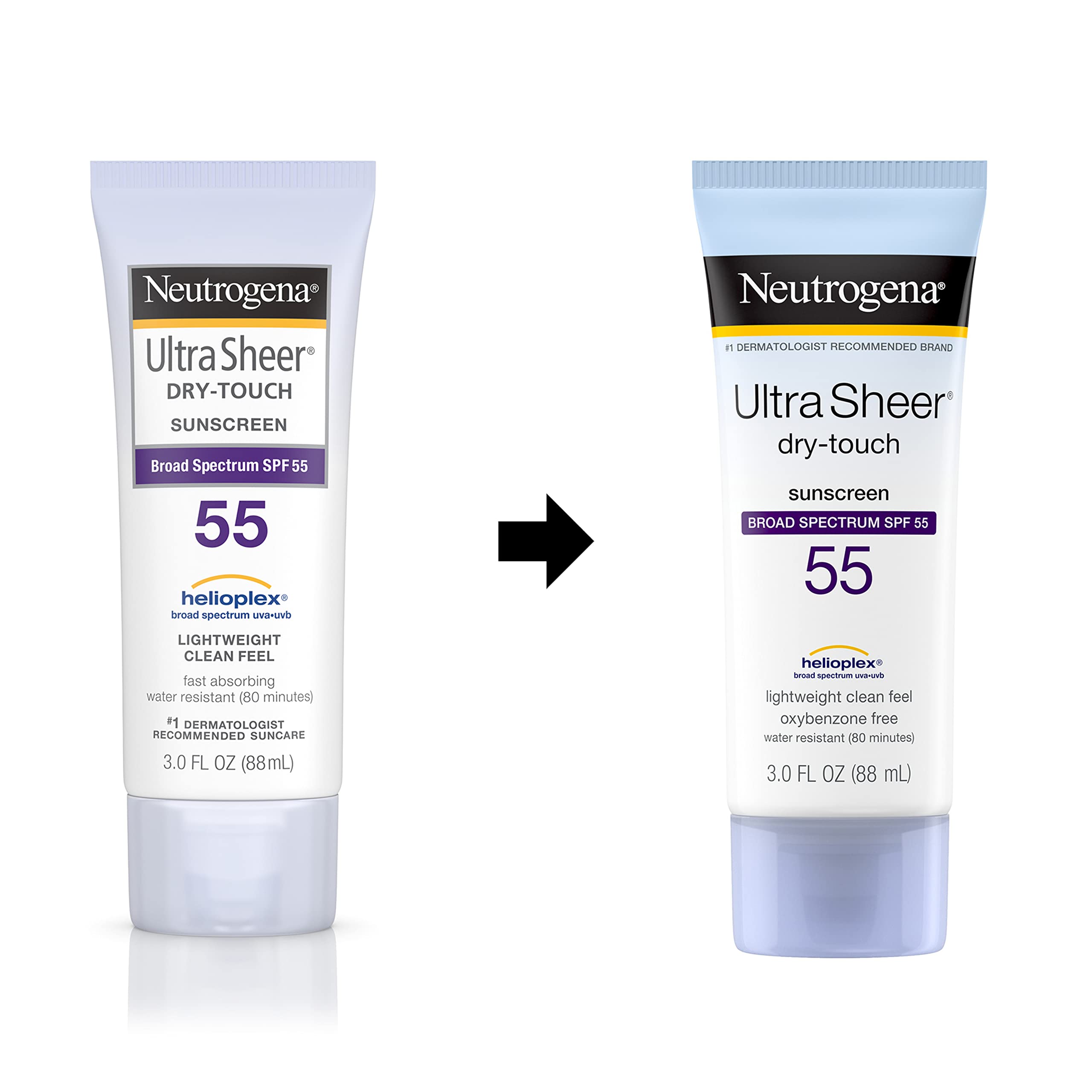 Neutrogena Ultra Sheer Dry-Touch Sunscreen Lotion, Broad Spectrum SPF 55 UVA/UVB Protection, Light, Water Resistant, Non-Comedogenic & Non-Greasy, Travel Size, 3 fl. Oz