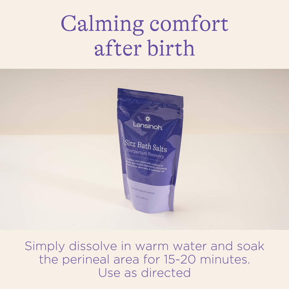 Lansinoh Sitz Bath Salts, Postpartum Essentials, and Hemorrhoid Treatment, Epsom Salt Bath Soak With Lavender Oil, Frankincense and Aloe Vera, 10 Ounce