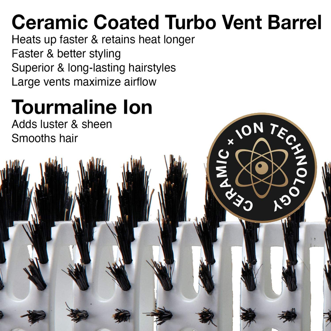 Olivia Garden Ceramic and Ion Turbo Vent Boar Brush, Oval