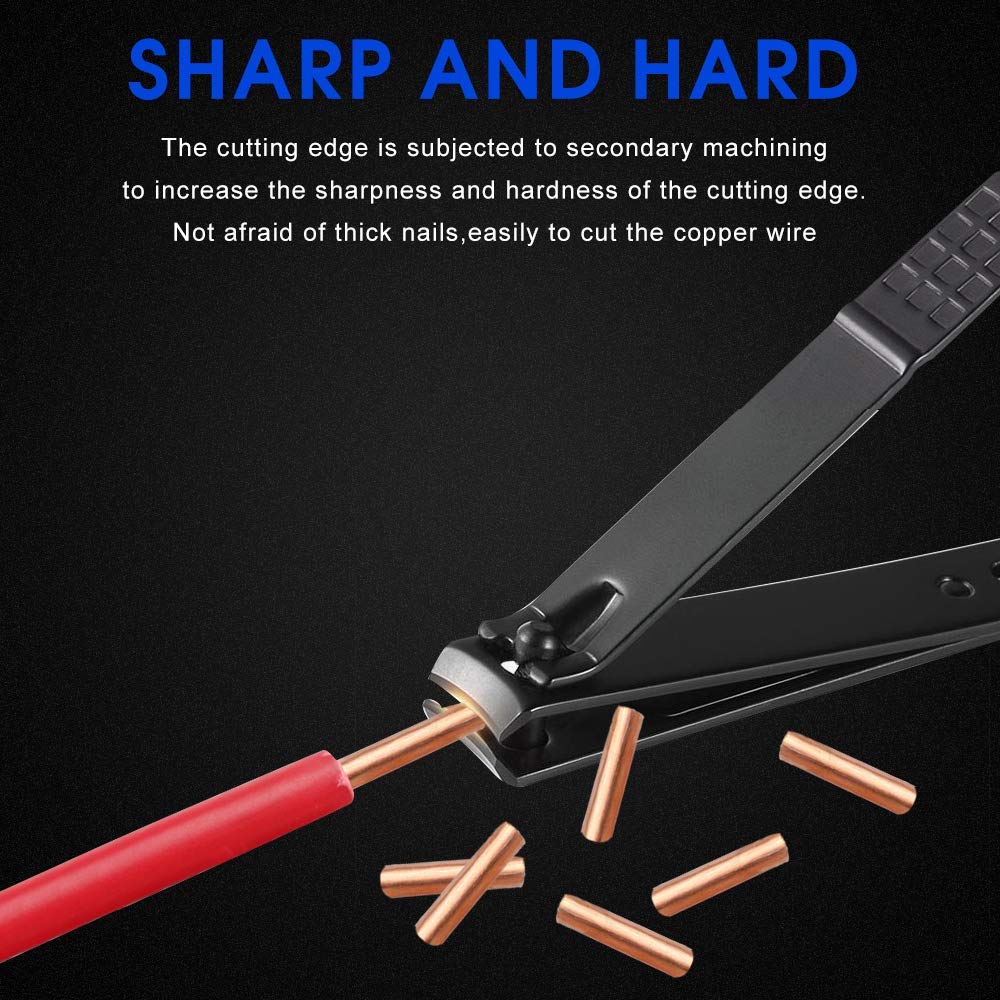 Manicure Kit Nail Clippers Set Stainless Steel Professional Pedicure Black 15 Pieces Grooming Scissors Cutter Ear Pick Tweezers Scissors Eyebrow file for Man&Women gift (black/blue_15in1)