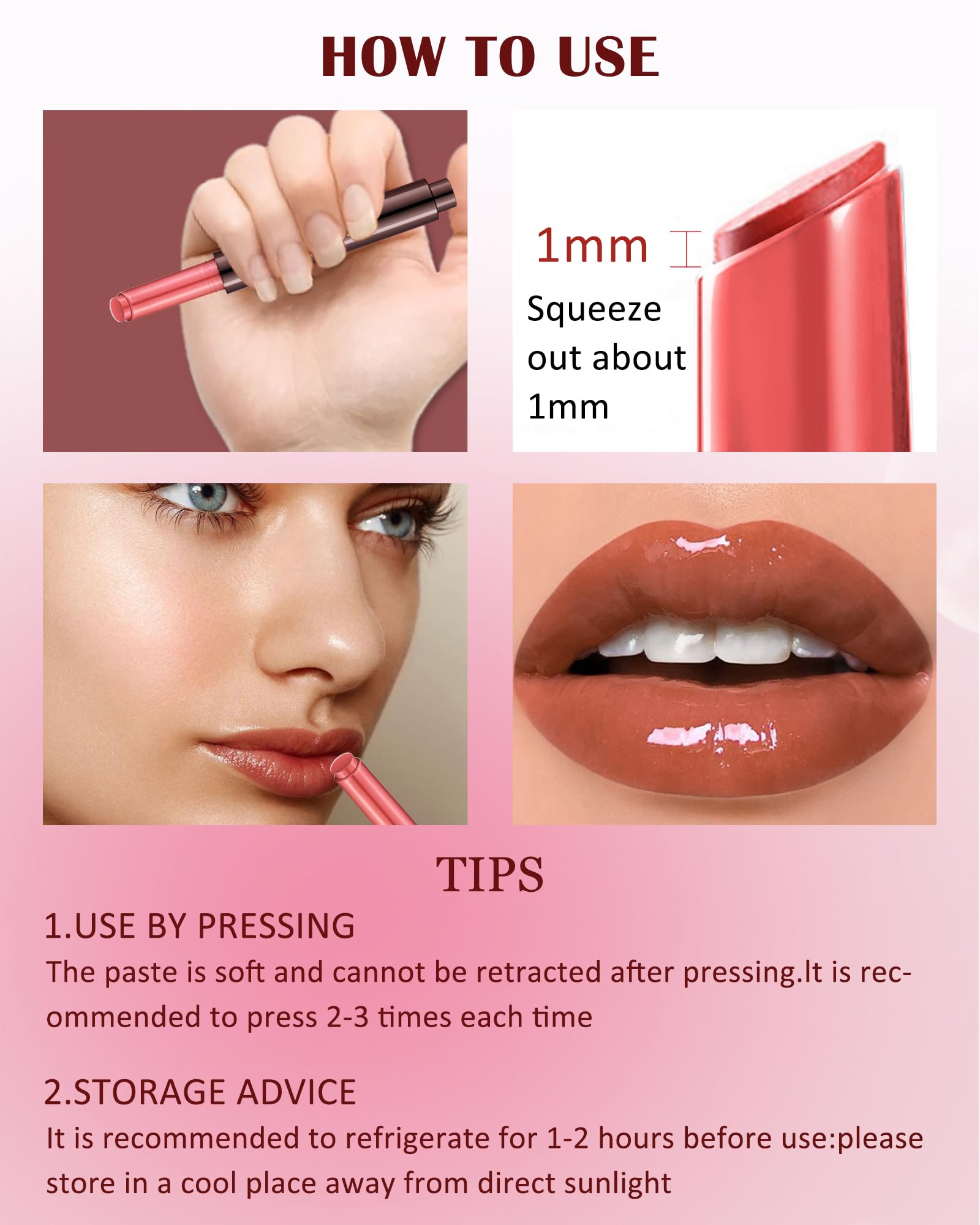 Hydrating Shimmer Lipstick,Moisturizing Jelly Lip Gloss,Dew Nude Lipstick Pen, Long Lasting Waterproof Tint Lip Balm Plumping Lip Stain Pen Glossy Butter Blam,Women's Day Makeup Gift for Women-01#