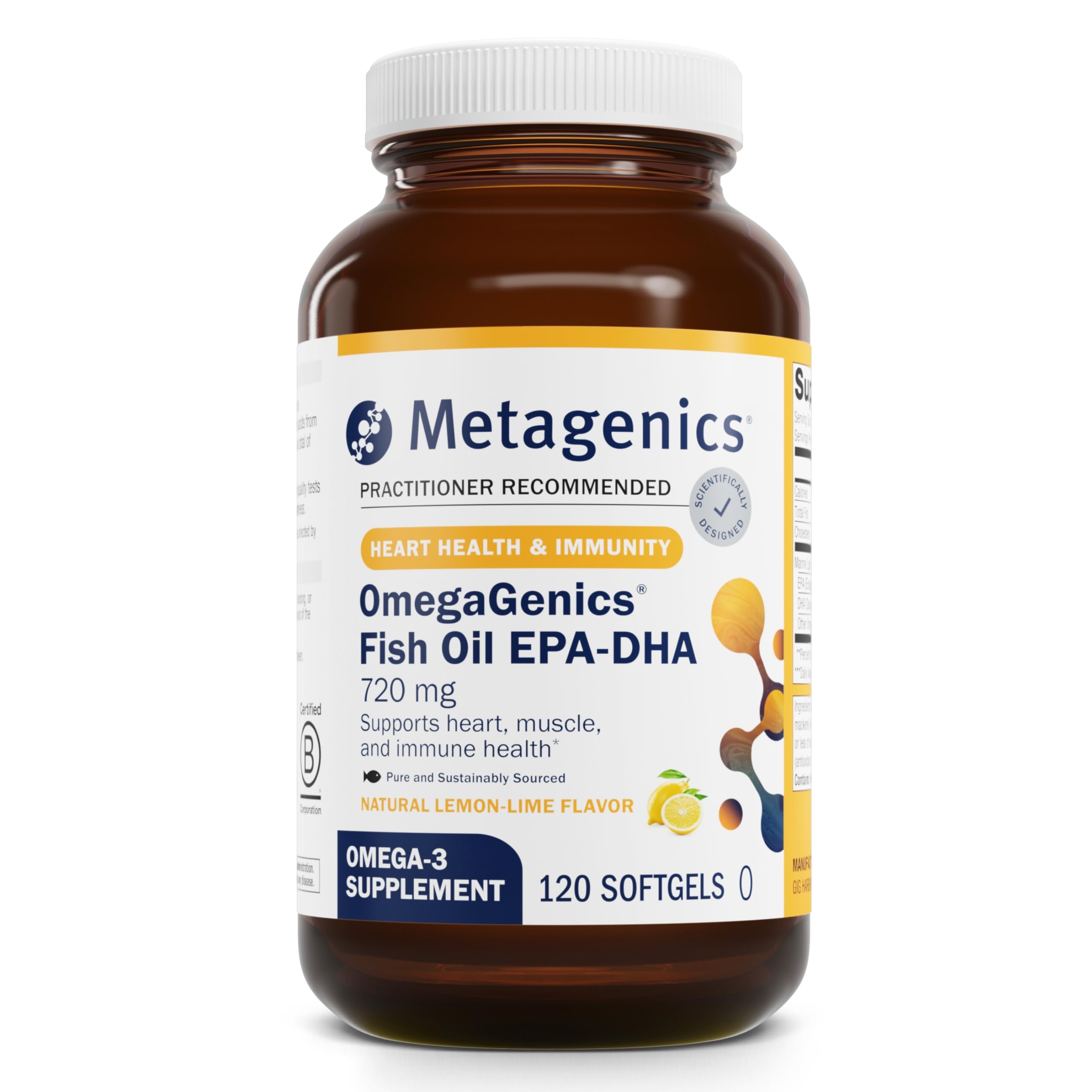Metagenics OmegaGenics Fish Oil EPA-DHA 720 mg - Omega-3 Fish Oil Supplement - for Heart Health, Musculoskeletal Health & Immune System Health* - with DHA & EPA - 120 Softgels