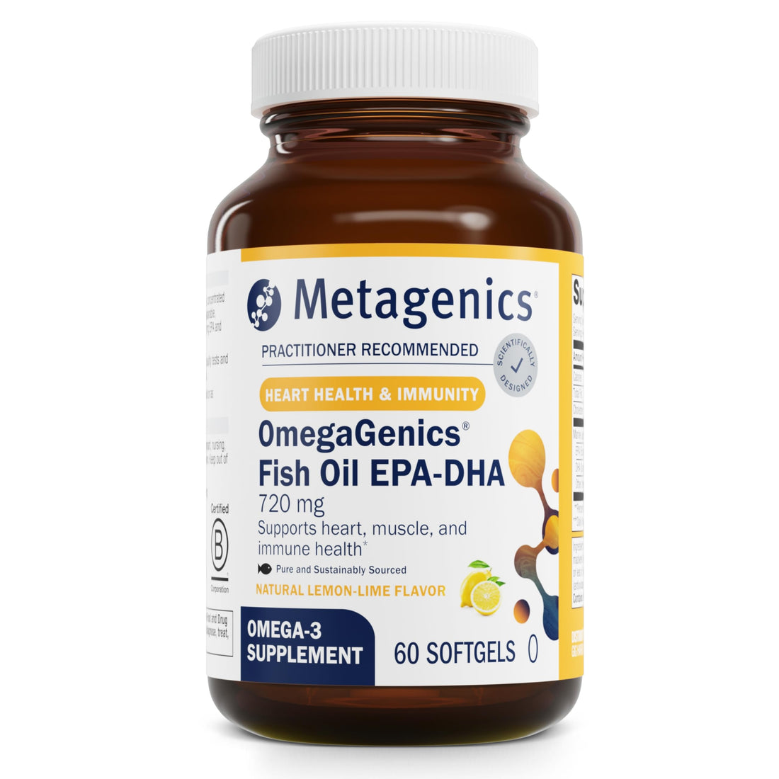 Metagenics OmegaGenics Fish Oil EPA-DHA 720 mg - Omega-3 Fish Oil Supplement - for Heart Health, Musculoskeletal Health & Immune System Health* - with DHA & EPA - 60 Softgels