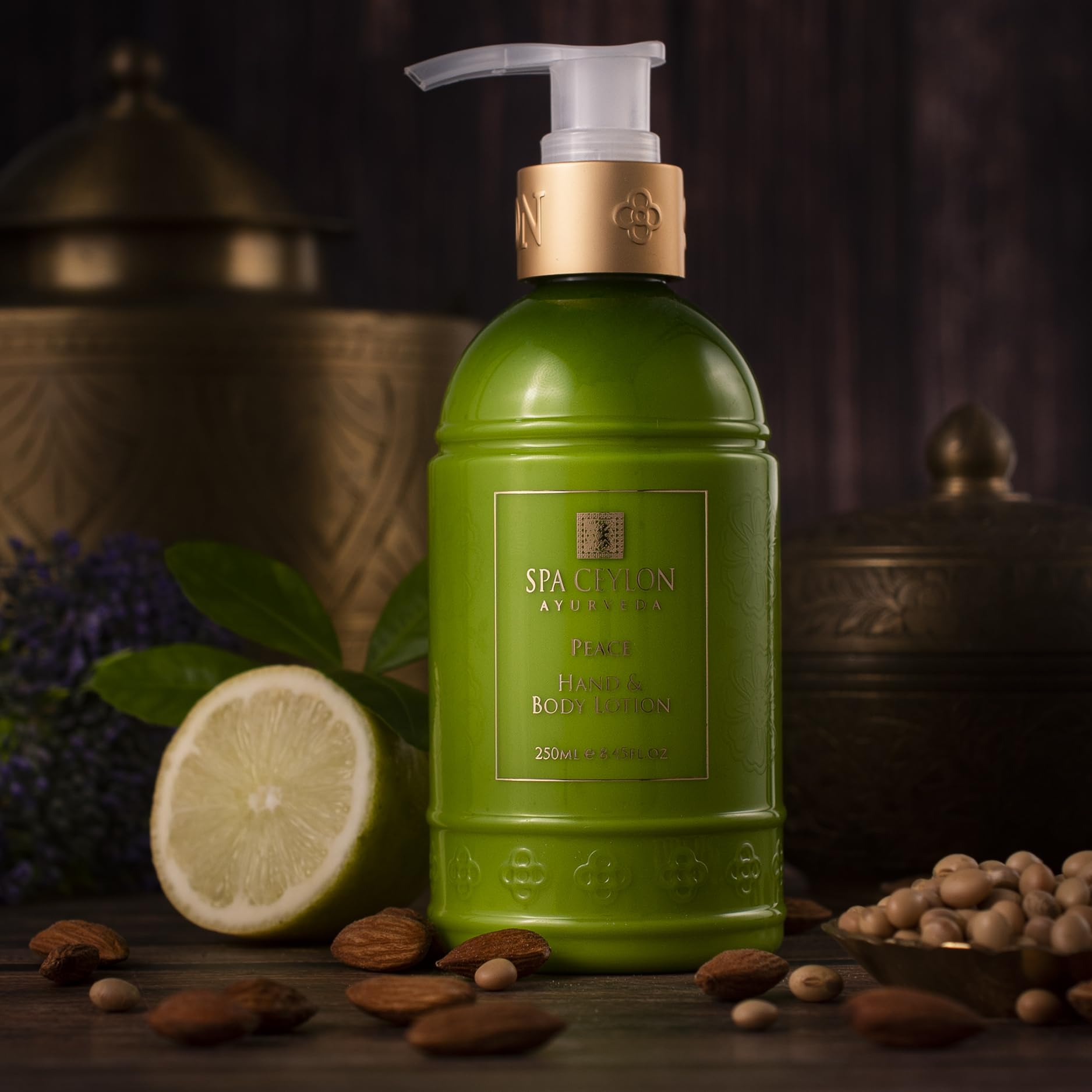 SPA CEYLON Peace Hand and Body Lotion | Calming Herbal Moisturizer with Coconut, Almond & Lemongrass | Gentle & Soothing for All Skin Types