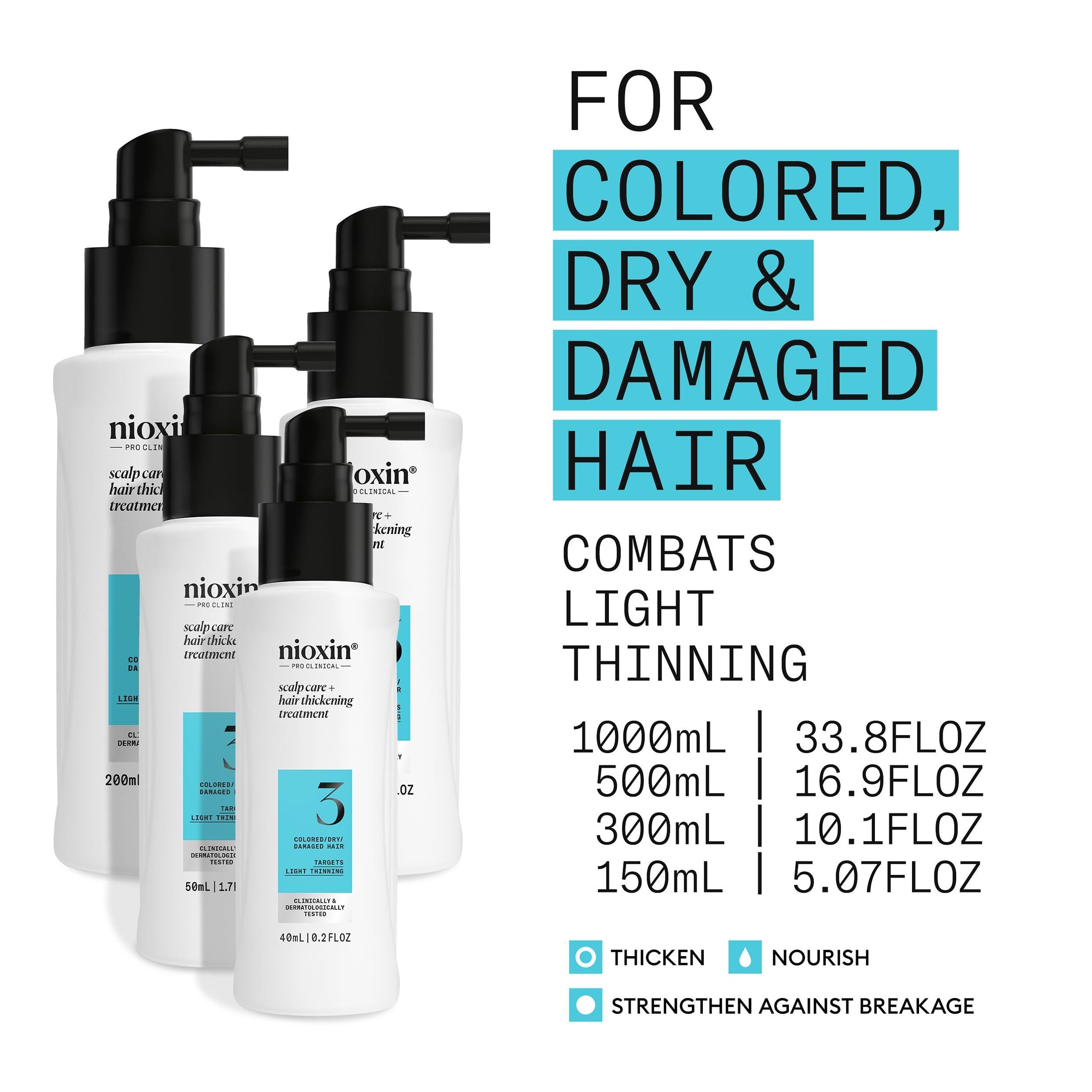 NIOXIN System 3 Scalp Activating Treatment : 6.8 Ounce, Nioxin Scalp & Hair Leave-In Treatment System 3 (Color Treated Hair/Normal to Light Thinning)