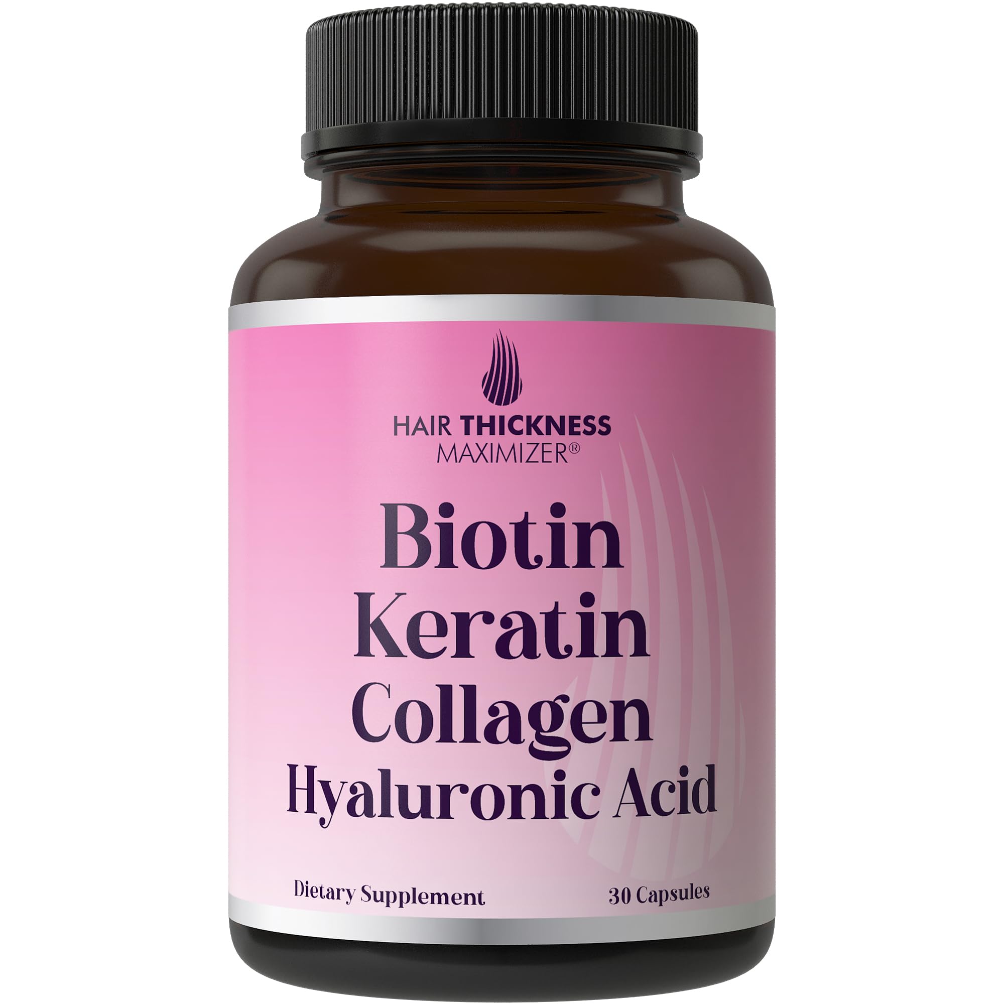 Biotin + Keratin + Marine Collagen + Hyaluronic Acid, 4-in-1 Hair Growth Vitamins with 10000mcg Biotin Capsules, Thickening Complex for Women & Men with Hair Thinning
