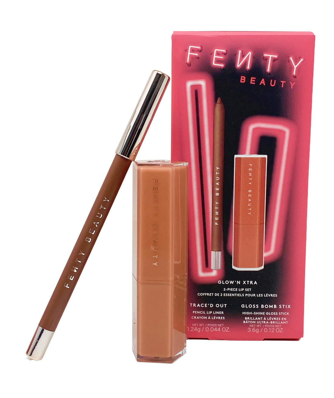 FENTY BEAUTY Glow'N Xtra 2 Piece Lip Set - Lip Liner (Extra Thigh) and Gloss Bomb Stix (Fenty Glow)